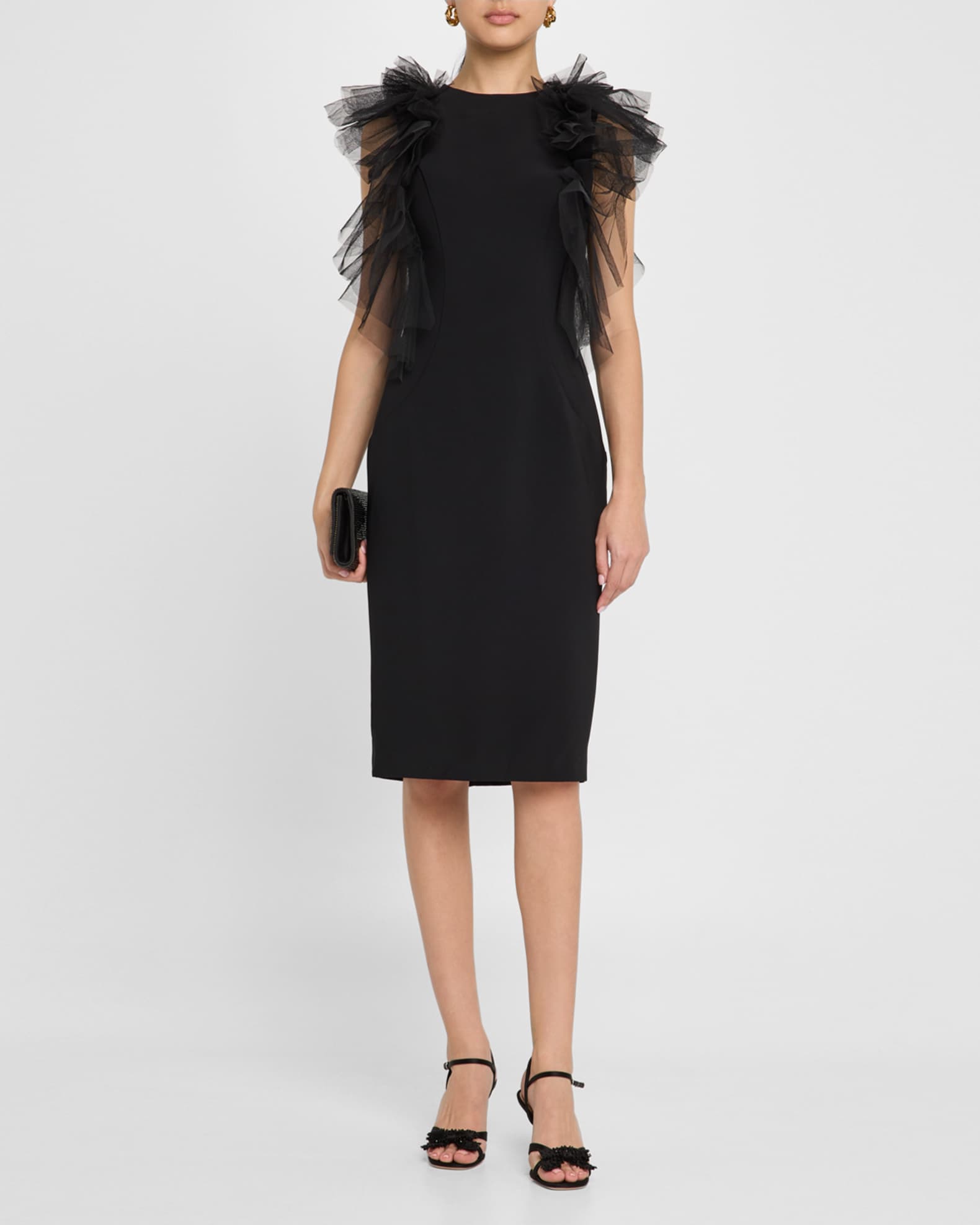 Ruffled Knee-Length Sheath Dress 1