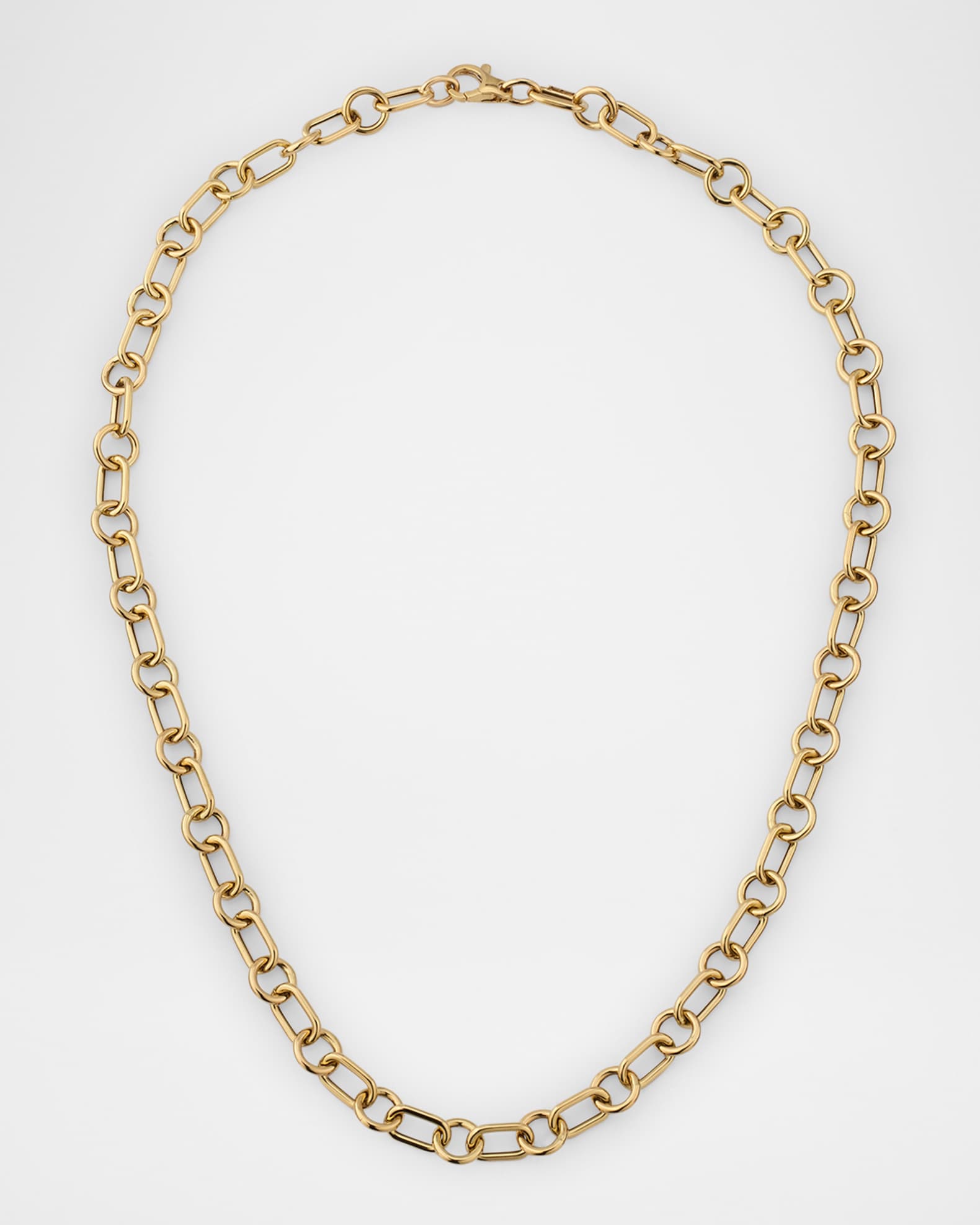 14K Yellow Gold Oval and Round Link Necklace, 18"L 0