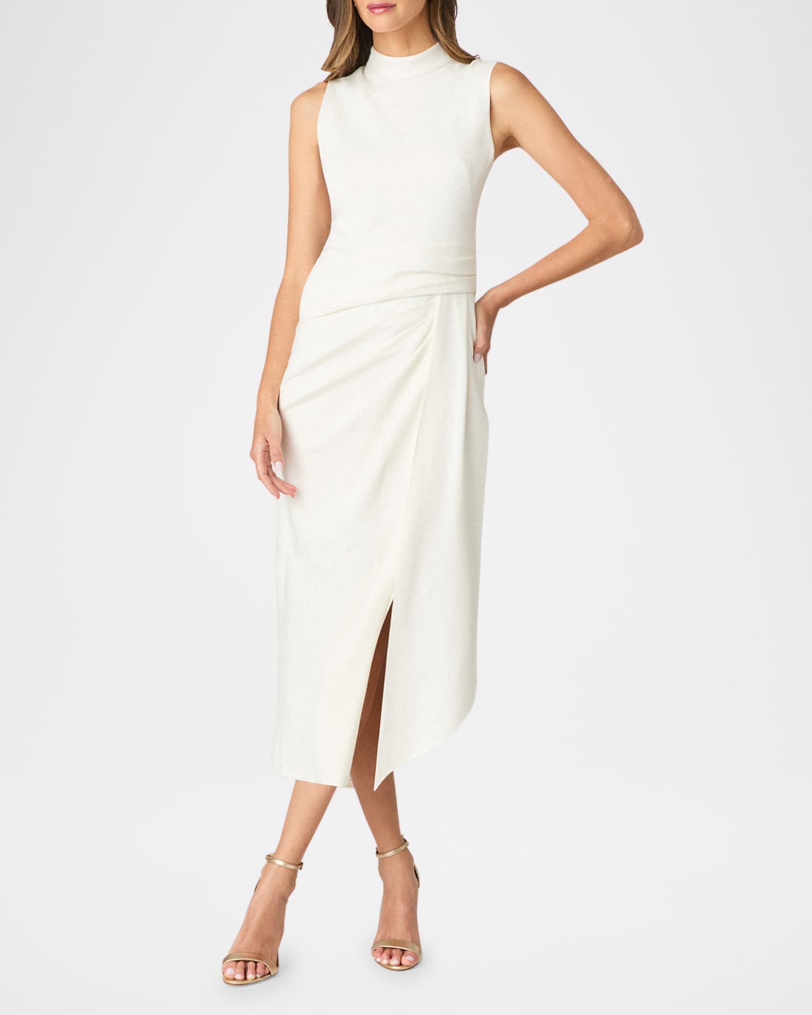 Park Draped Mock-Neck Midi Dress 1