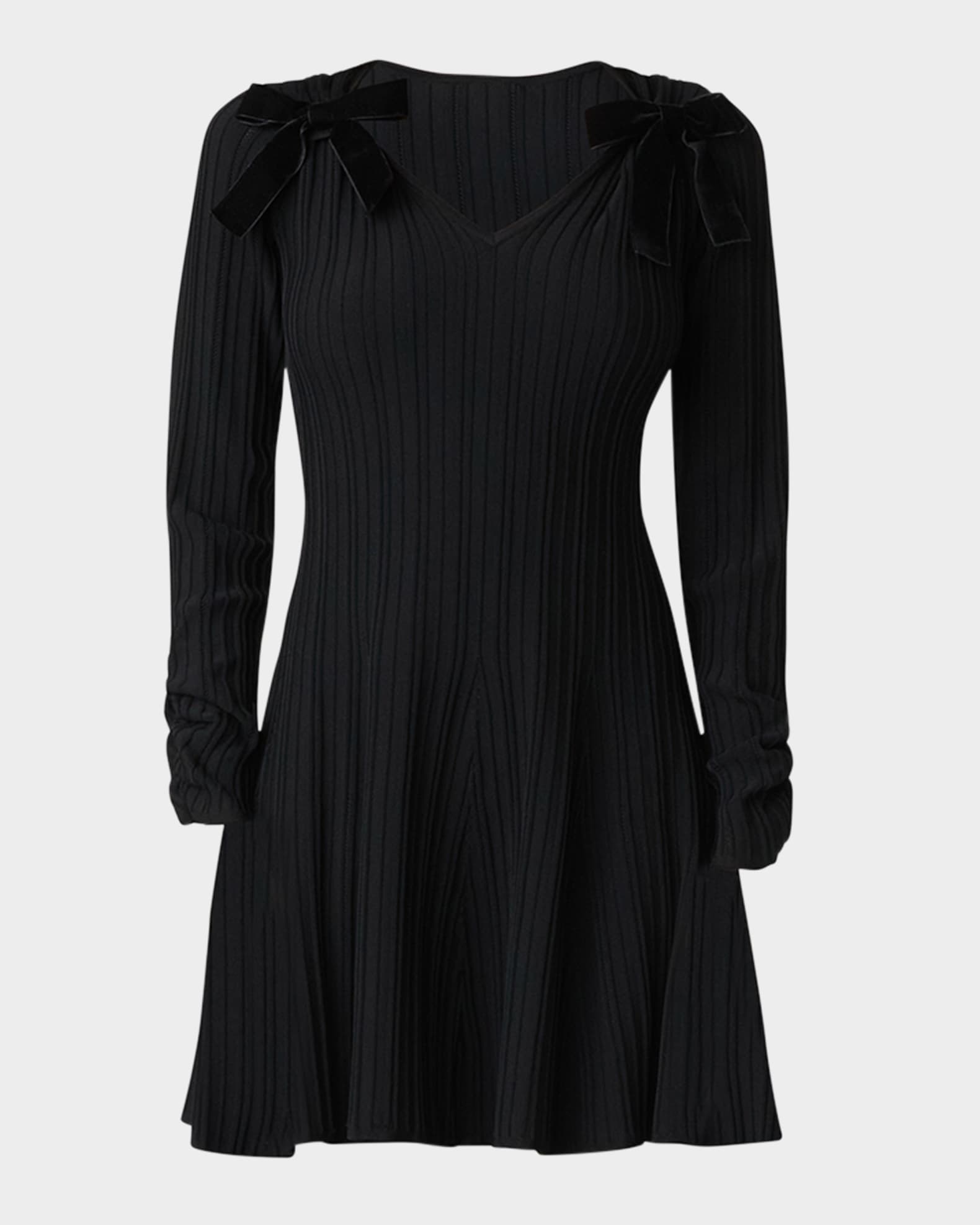 Paris Ribbed Bow-Embellished Mini Dress 0