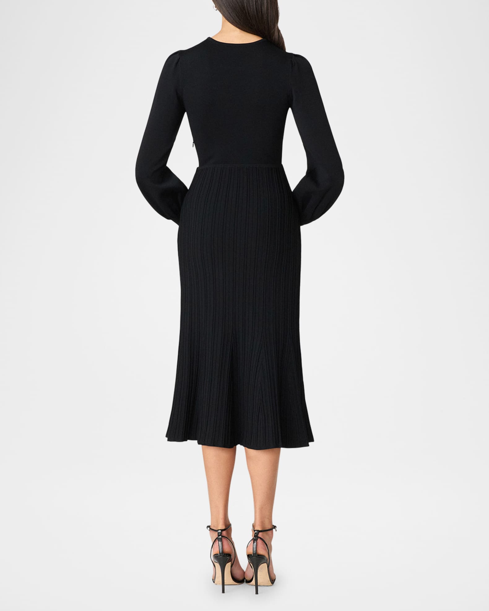 Shoshanna Ida Ribbed Bow Front Midi Dress Neiman Marcus