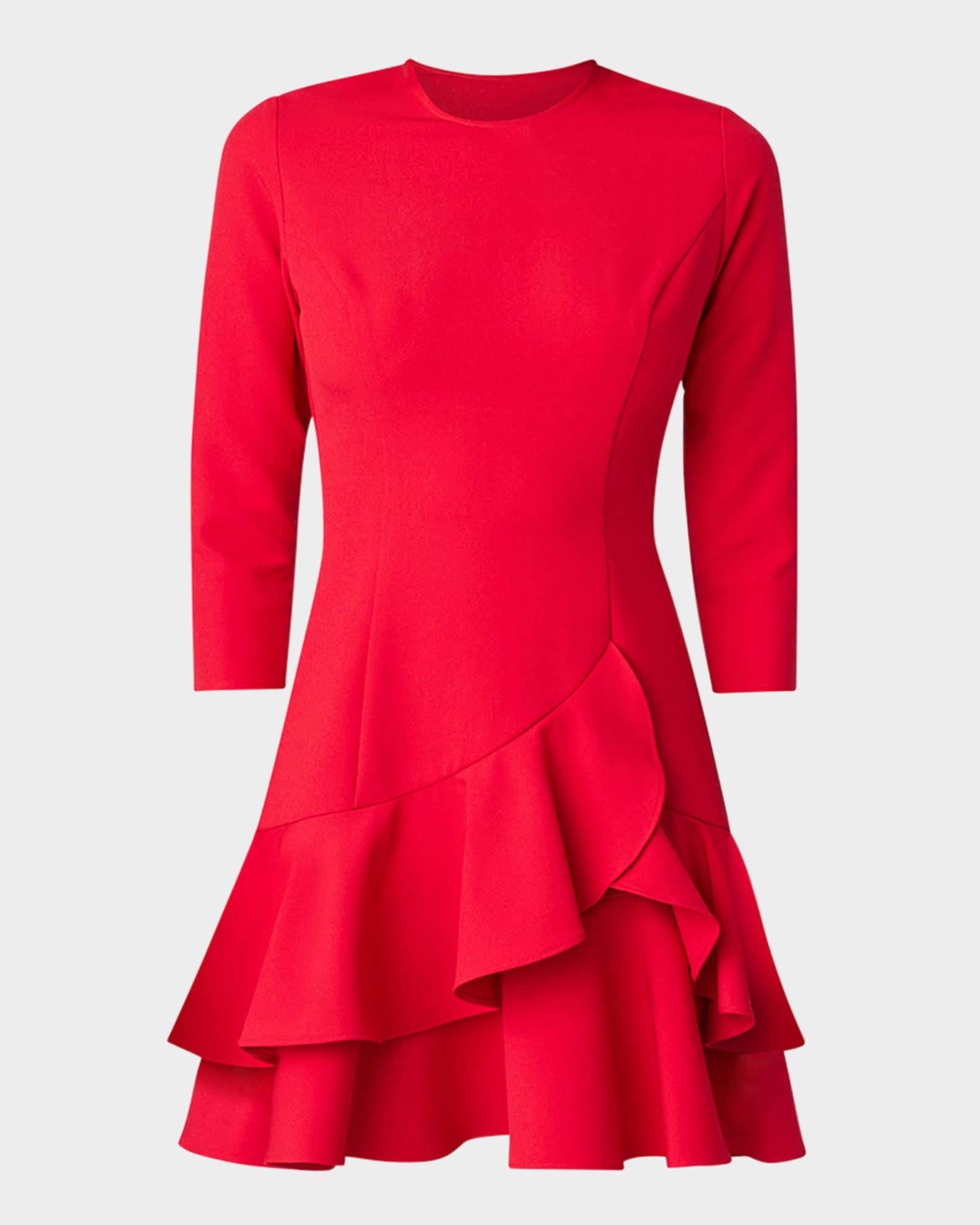 Shoshanna Nessa 3 4 Sleeve Ruffle Mini Dress Ruby