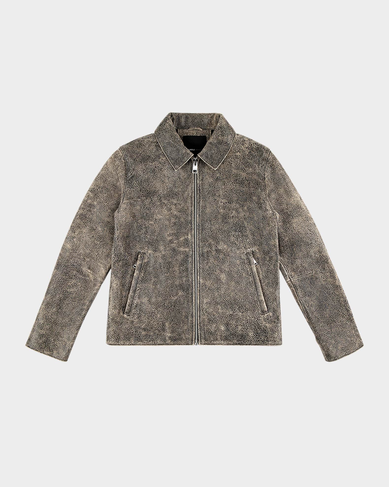 Men's Leather Zip-Front Jacket 0