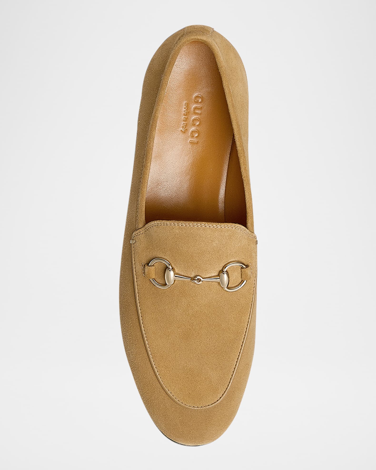 靴 GUCCI Gold Horsebit Brown Suede Loafers Gucci Jordaan Horsebit suede loafers in brown - Gucci | Mytheresa