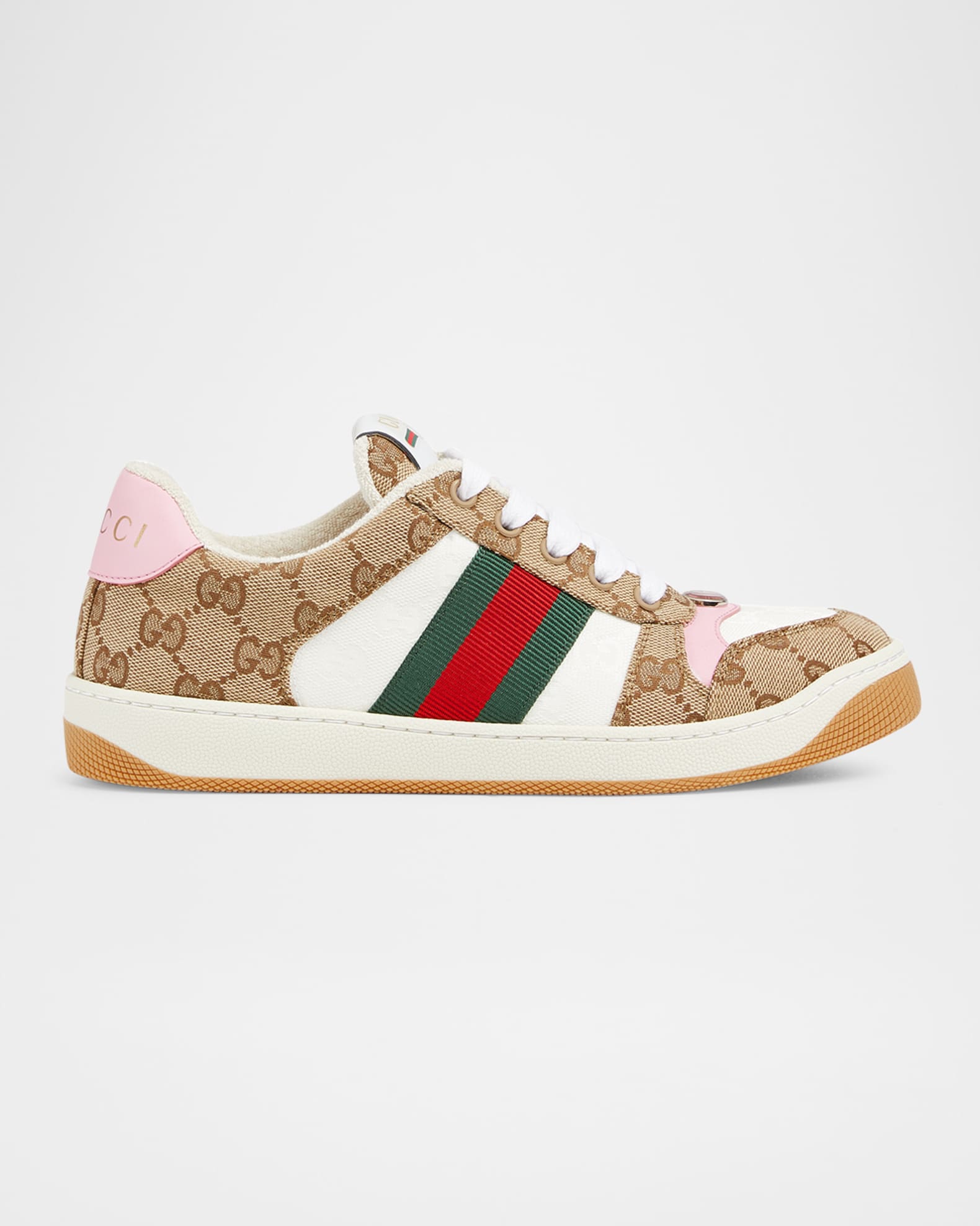 Screener GG Canvas and Leather Sneakers