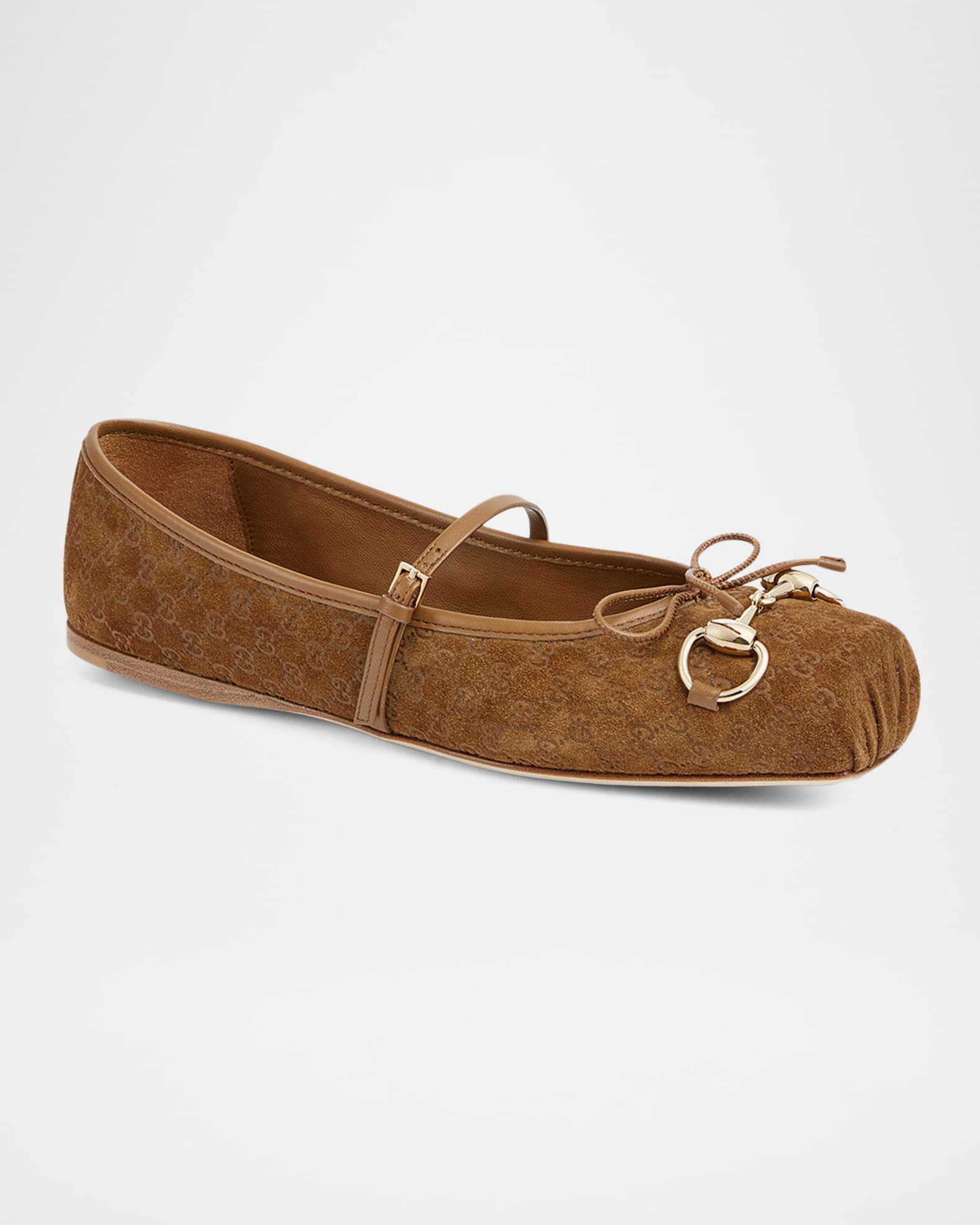 GG Suede Horsebit Mary Jane Ballerina Flats 1