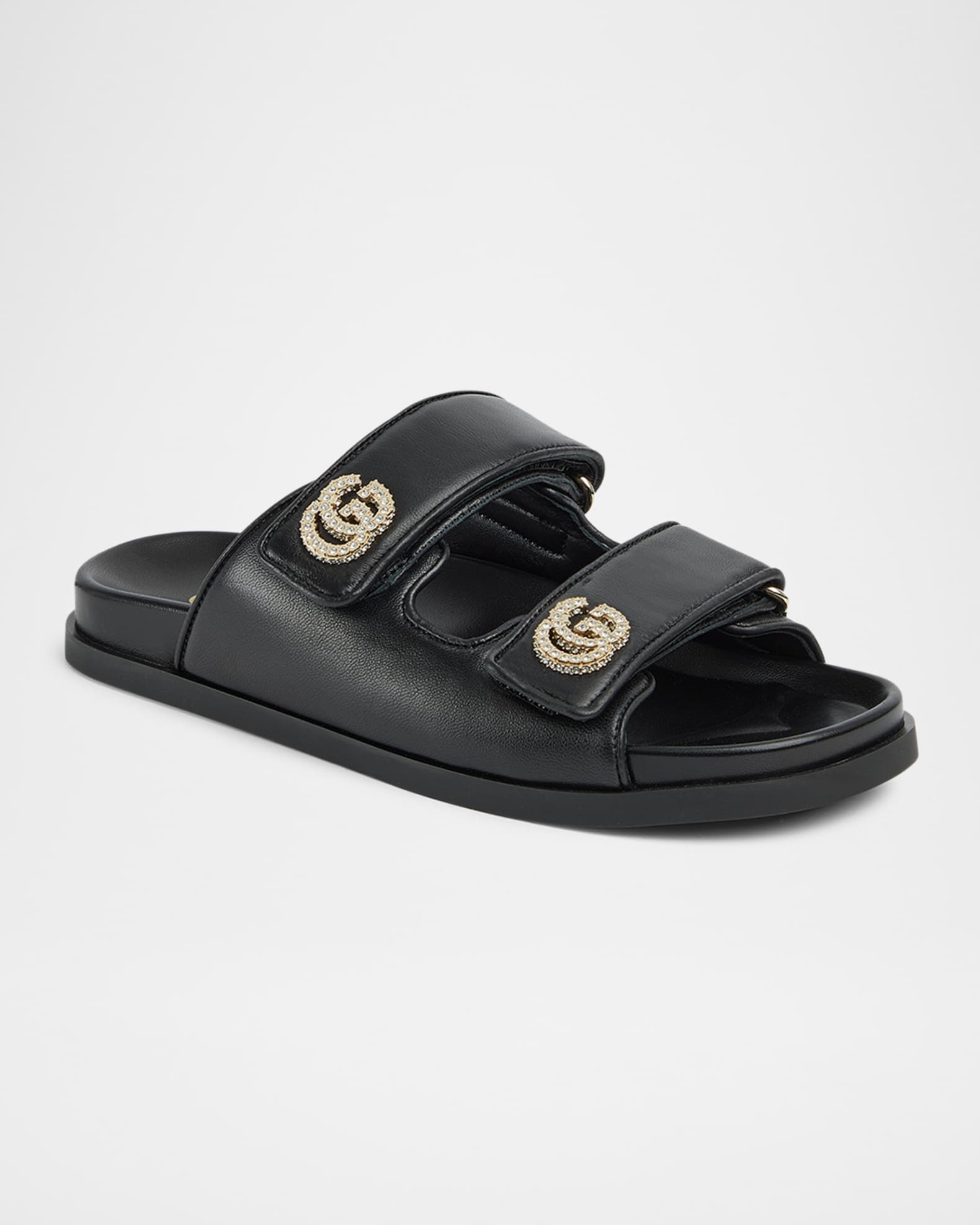 Marmont Embellished GG Double Strap Slide Sandals 1