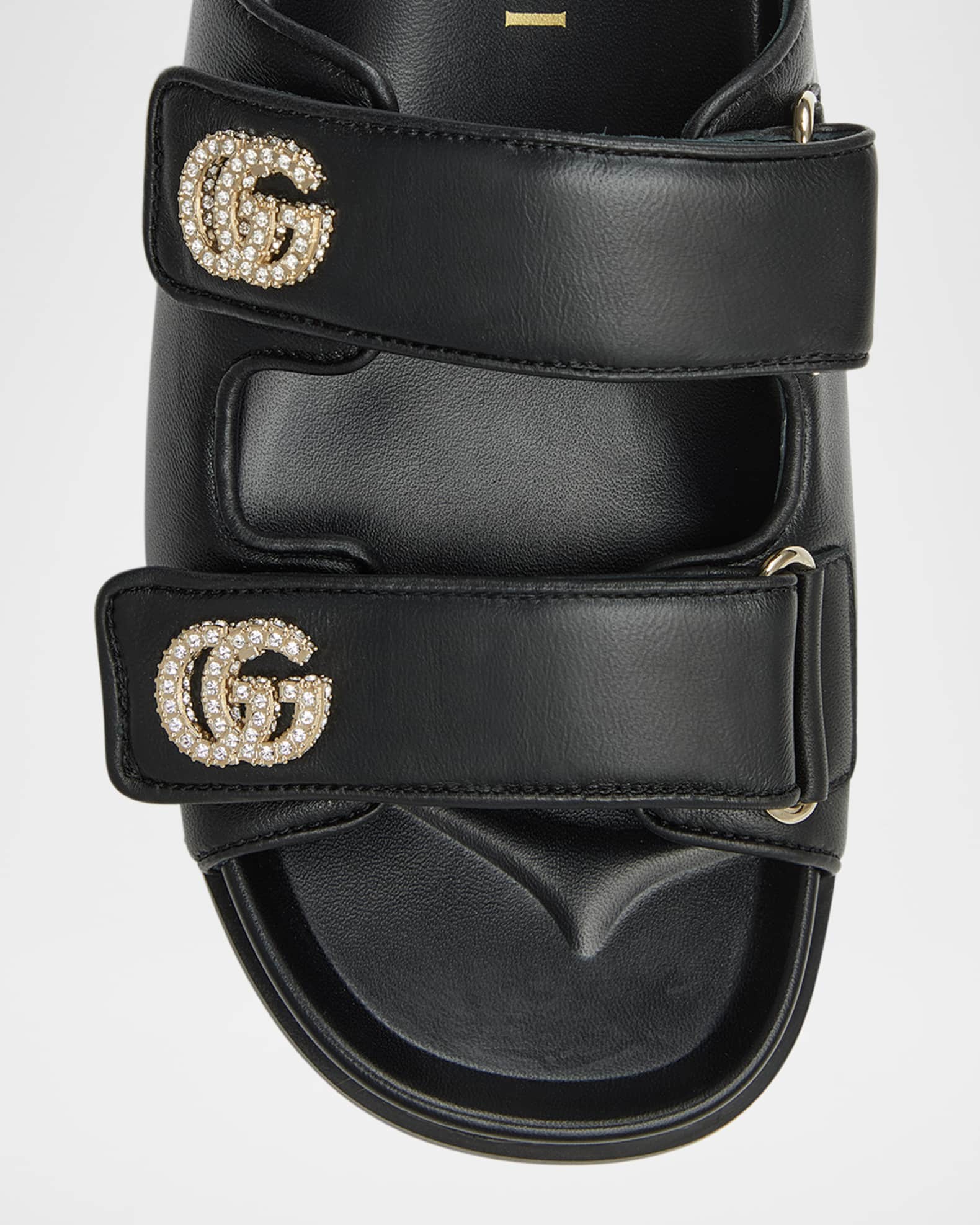 GUCCI Marmont GG レザー＆ラフィア スライドサンダル GUCCI Marmont GG leather and raffia slides | NET-A-PORTER