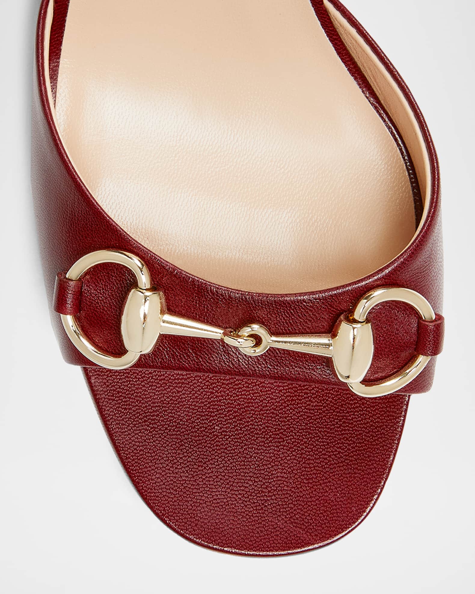 Gucci Lady Horsebit Ankle-Strap Leather Sandals | Neiman Marcus