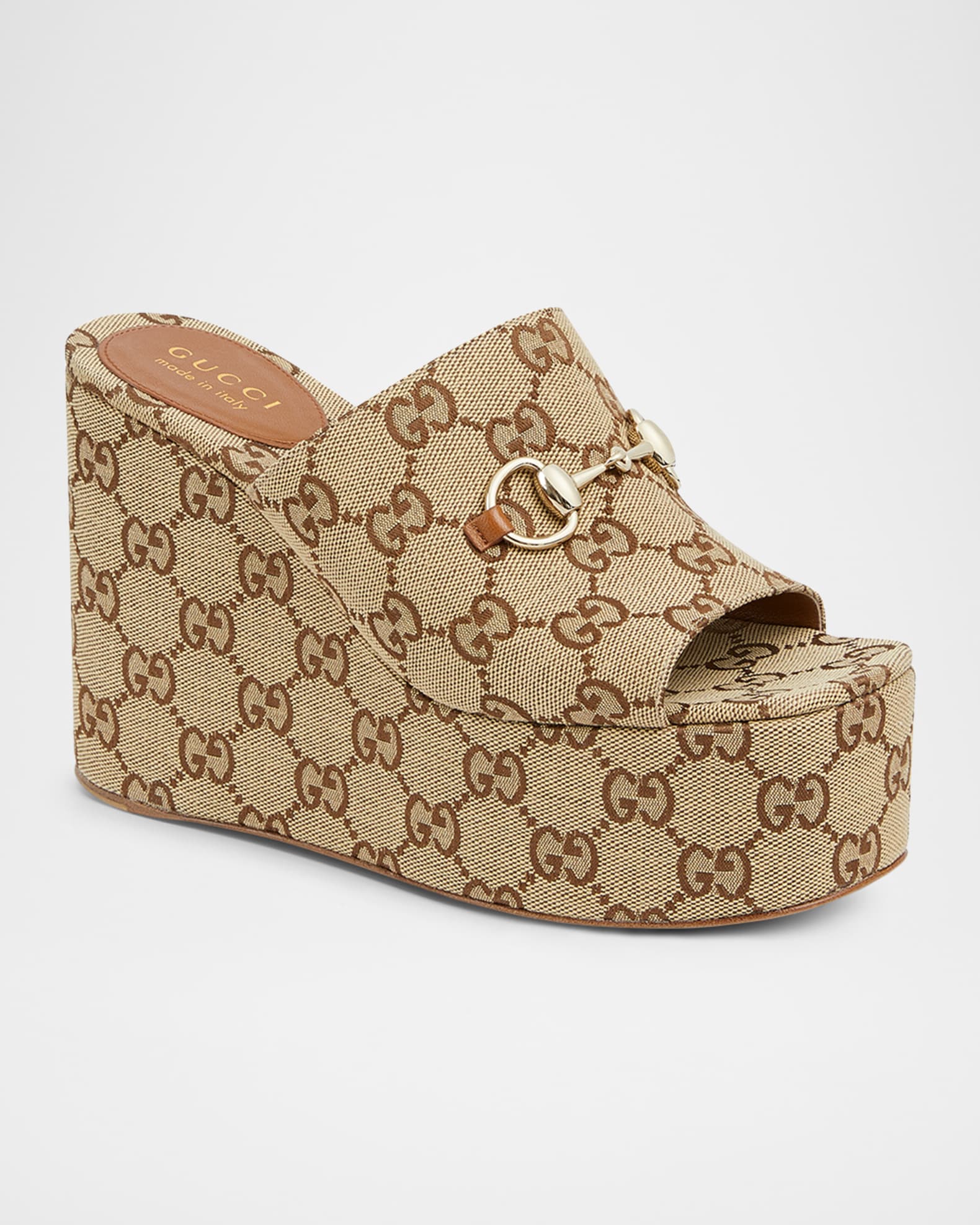 Gucci Carmen GG Canvas Platform Wedge Sandals | Neiman Marcus