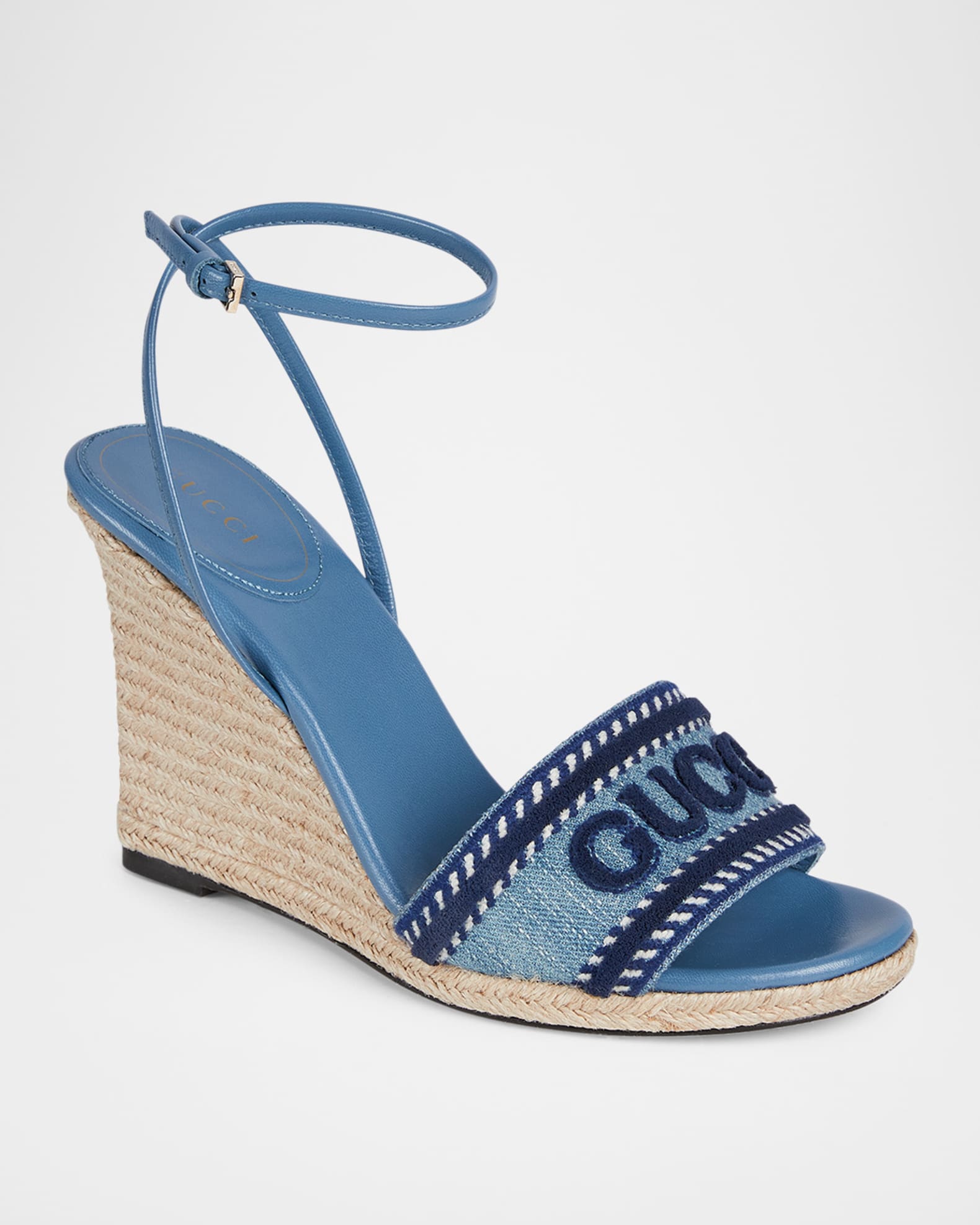 Ines Logo Denim Wedge Espadrilles 1