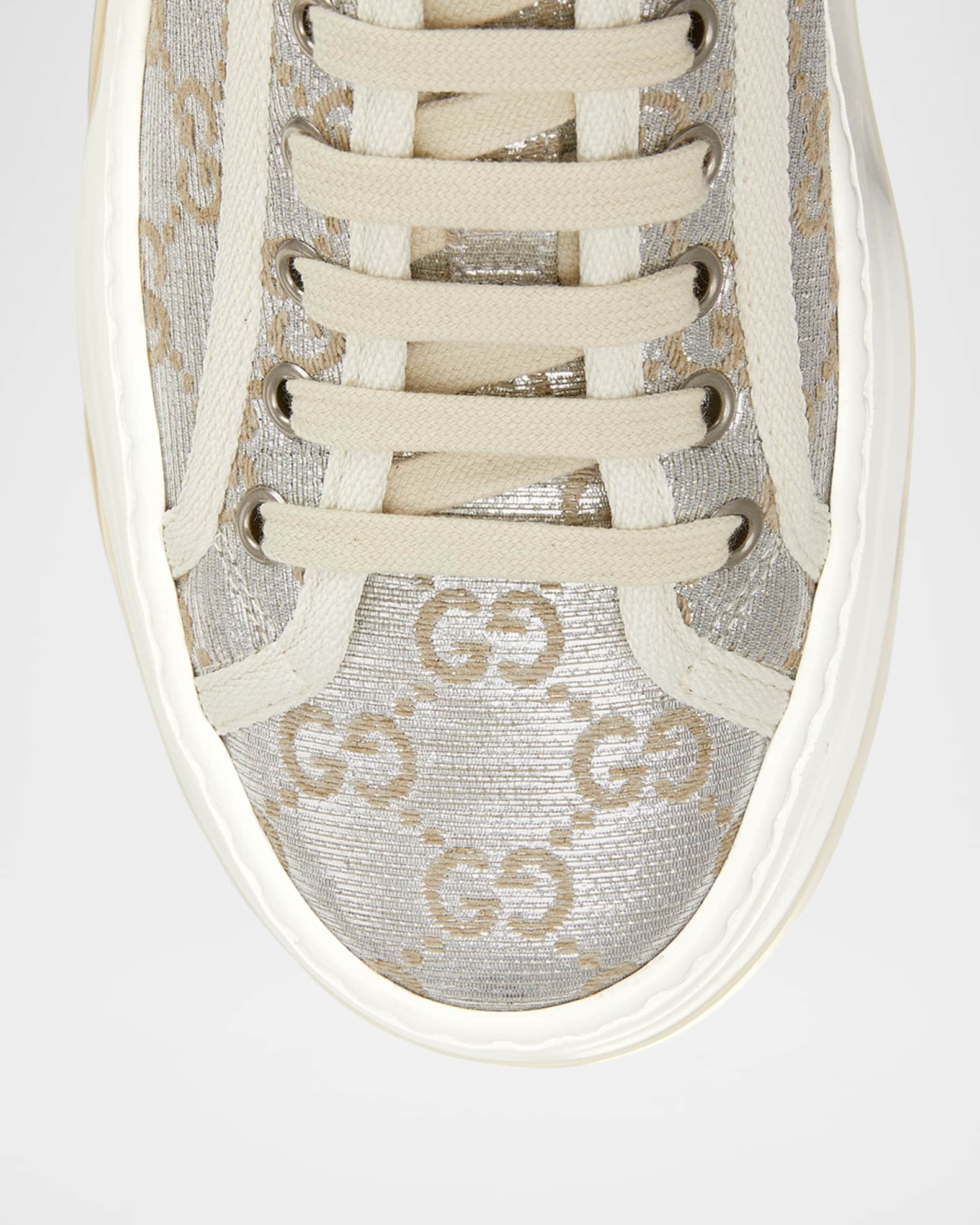 Gucci Tennis Treck GG Metallic Flatform Sneakers | Neiman Marcus