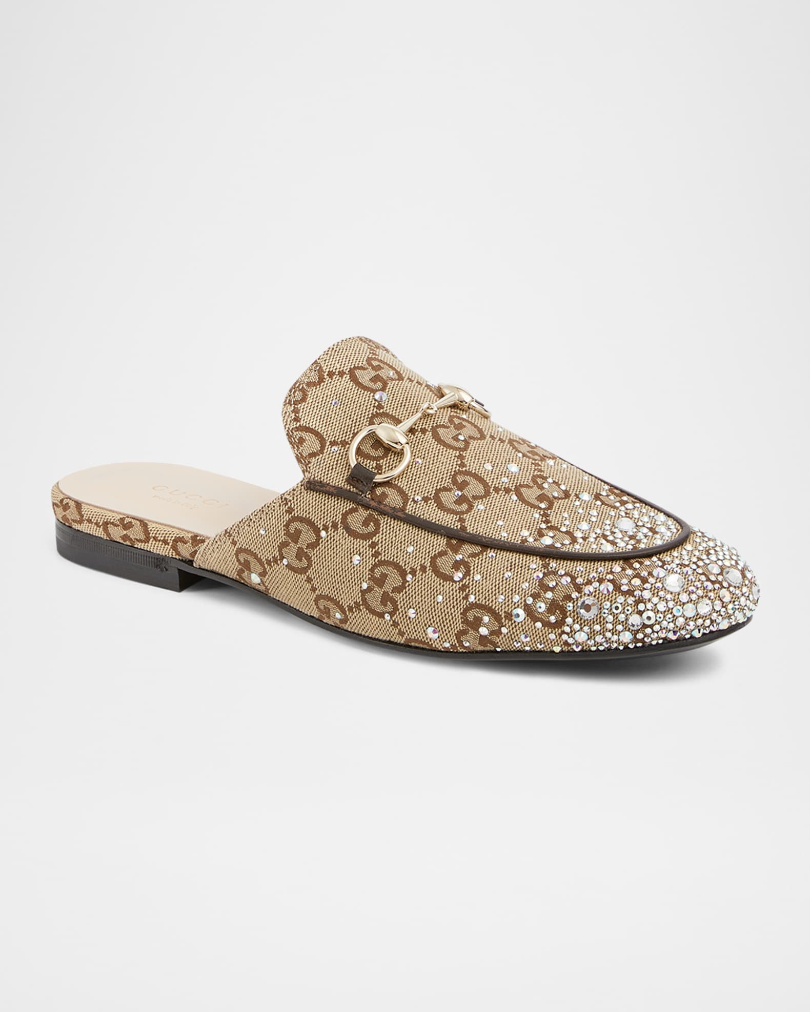 Princetown Crystal GG Canvas Mules 1