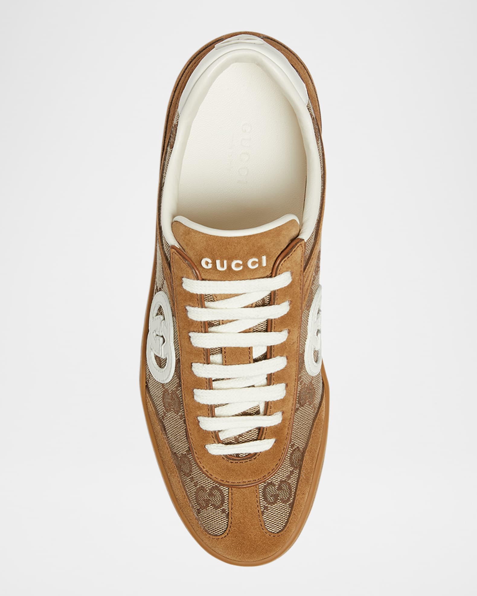 シューズ・サンダルその他 GUCCI Brown G75 sneaker in suede and GG fabric Women's G75 sneaker in brown suede | GUCCI® US