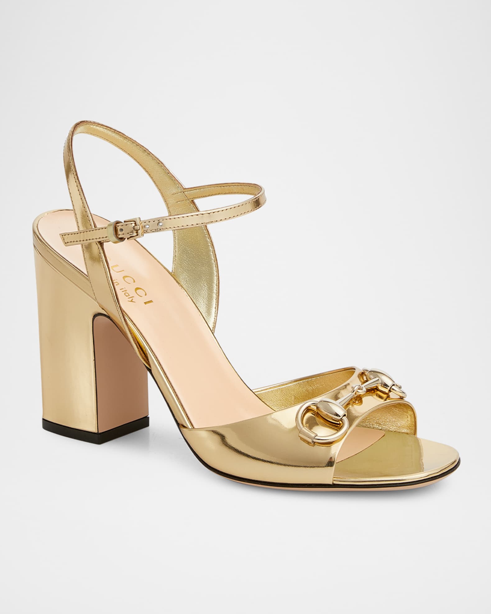 Lady Horsebit Metallic Leather Sandals 1