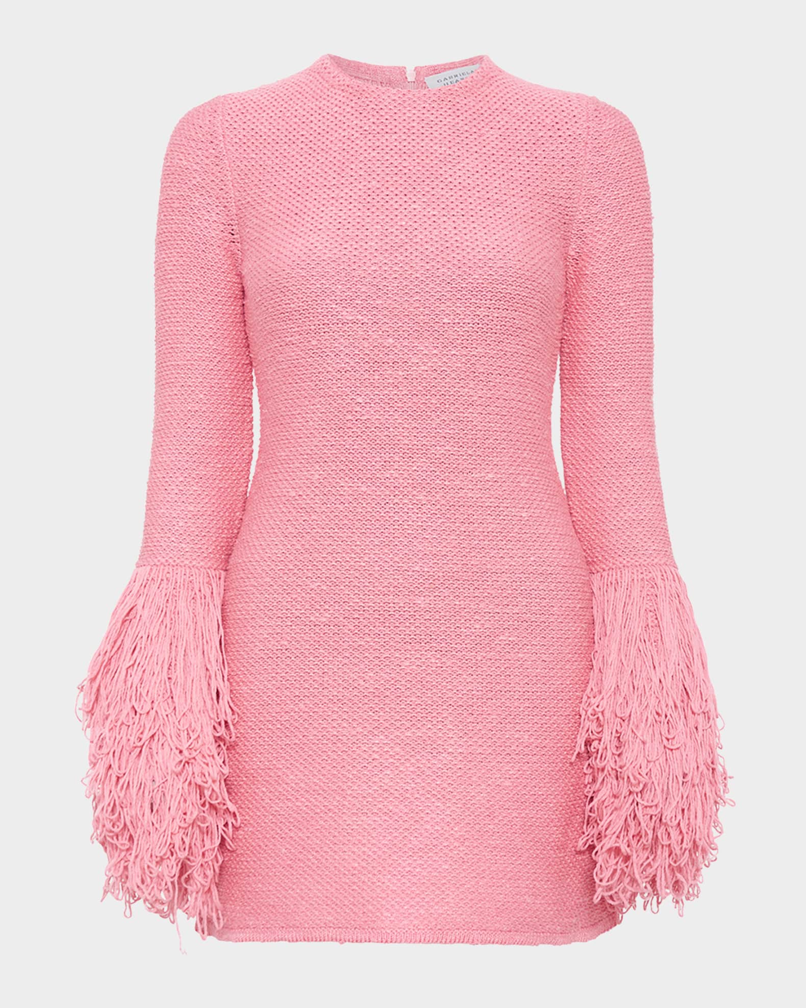 Gabriela Hearst Liam Fringe-Cuff Mini Cashmere Dress