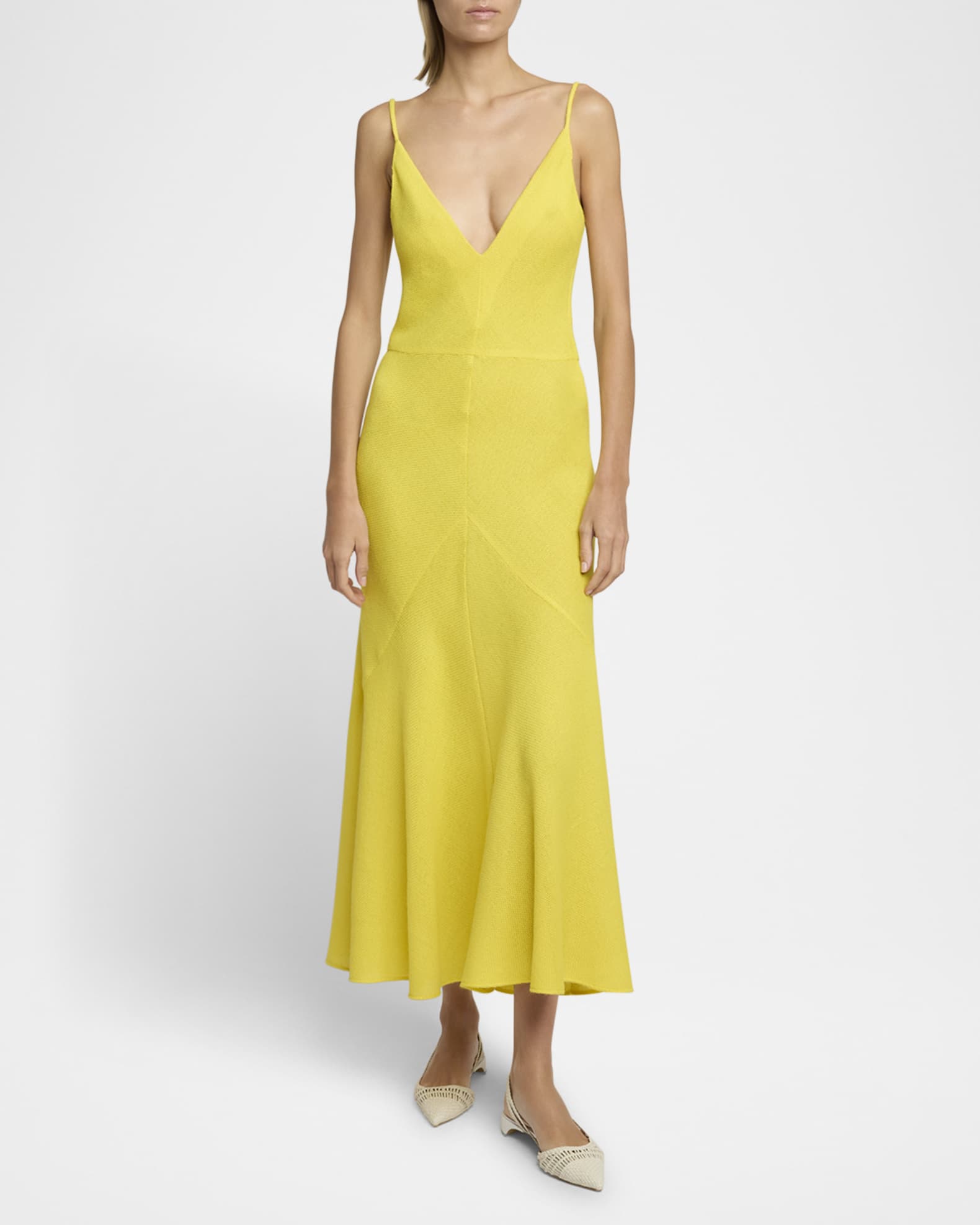 Brigita Backless Fluted Alpaca Slip Dress