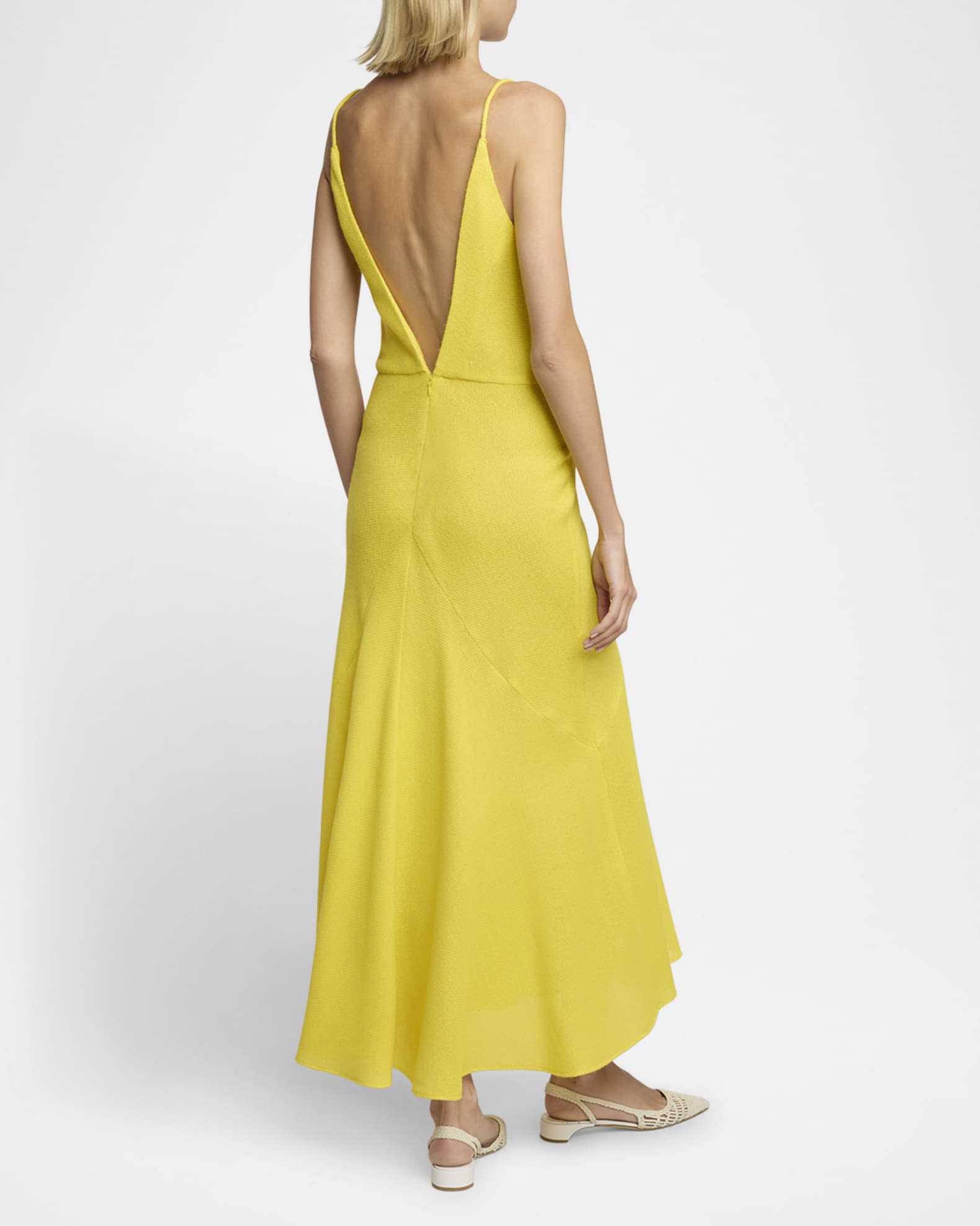 Brigita Backless Fluted Alpaca Slip Dress