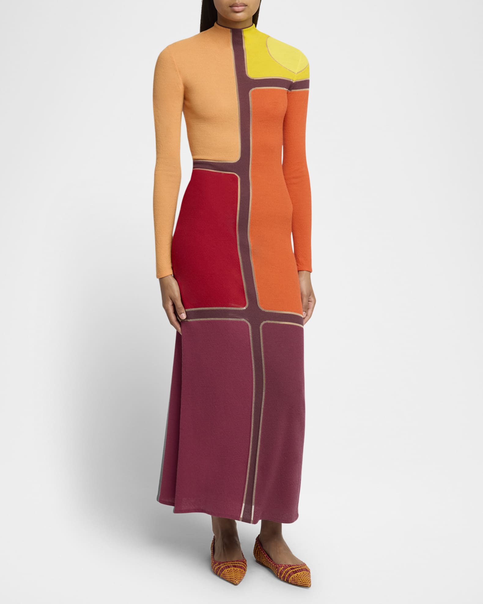 Apollonis Colorblock Wool Cashmere Maxi Dress 1