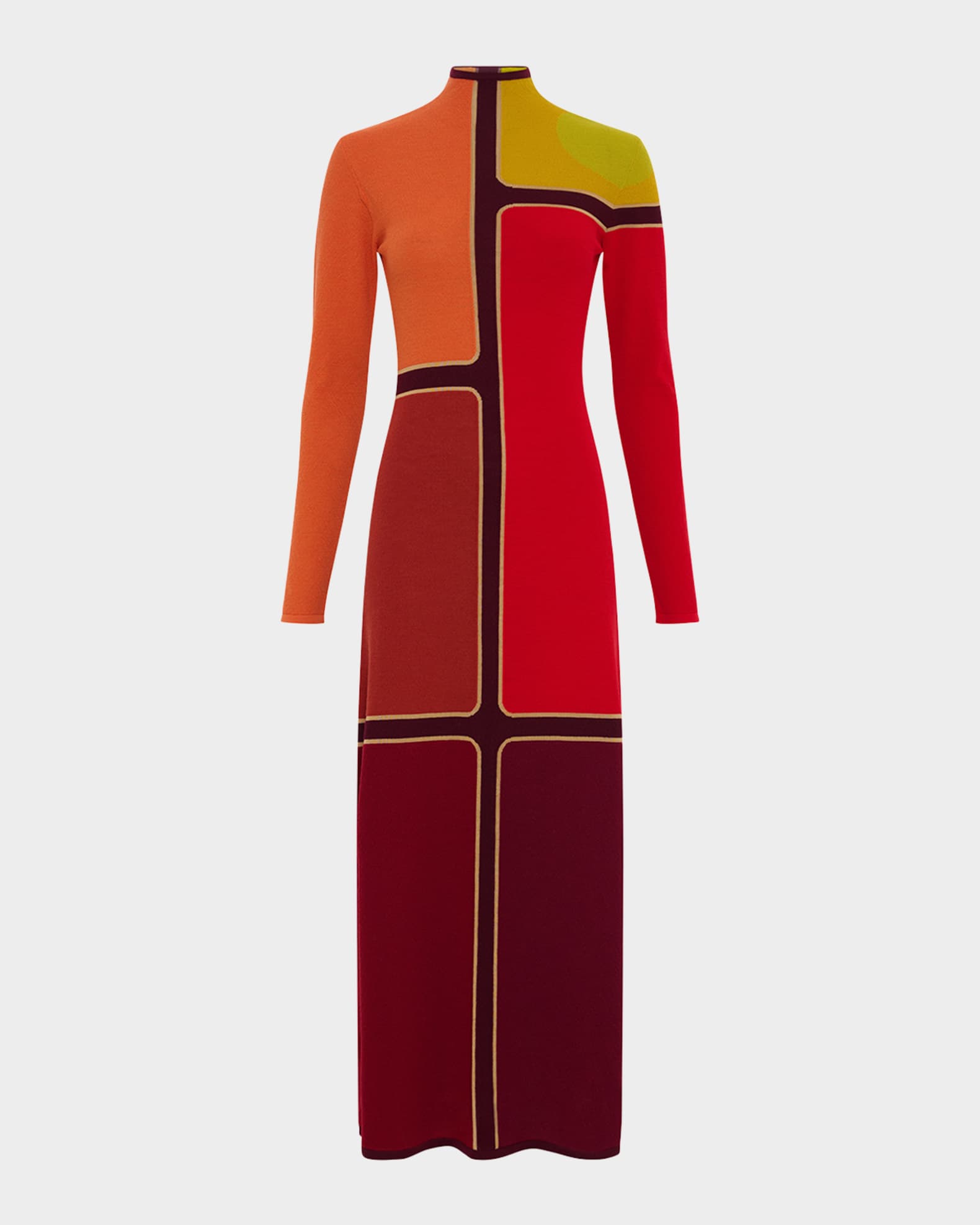 Apollonis Colorblock Wool Cashmere Maxi Dress 0
