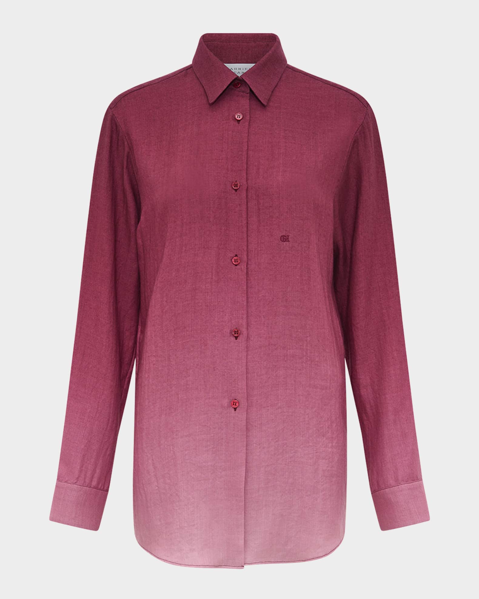 Reyes Ombre Button Down Cashmere Blouse 0