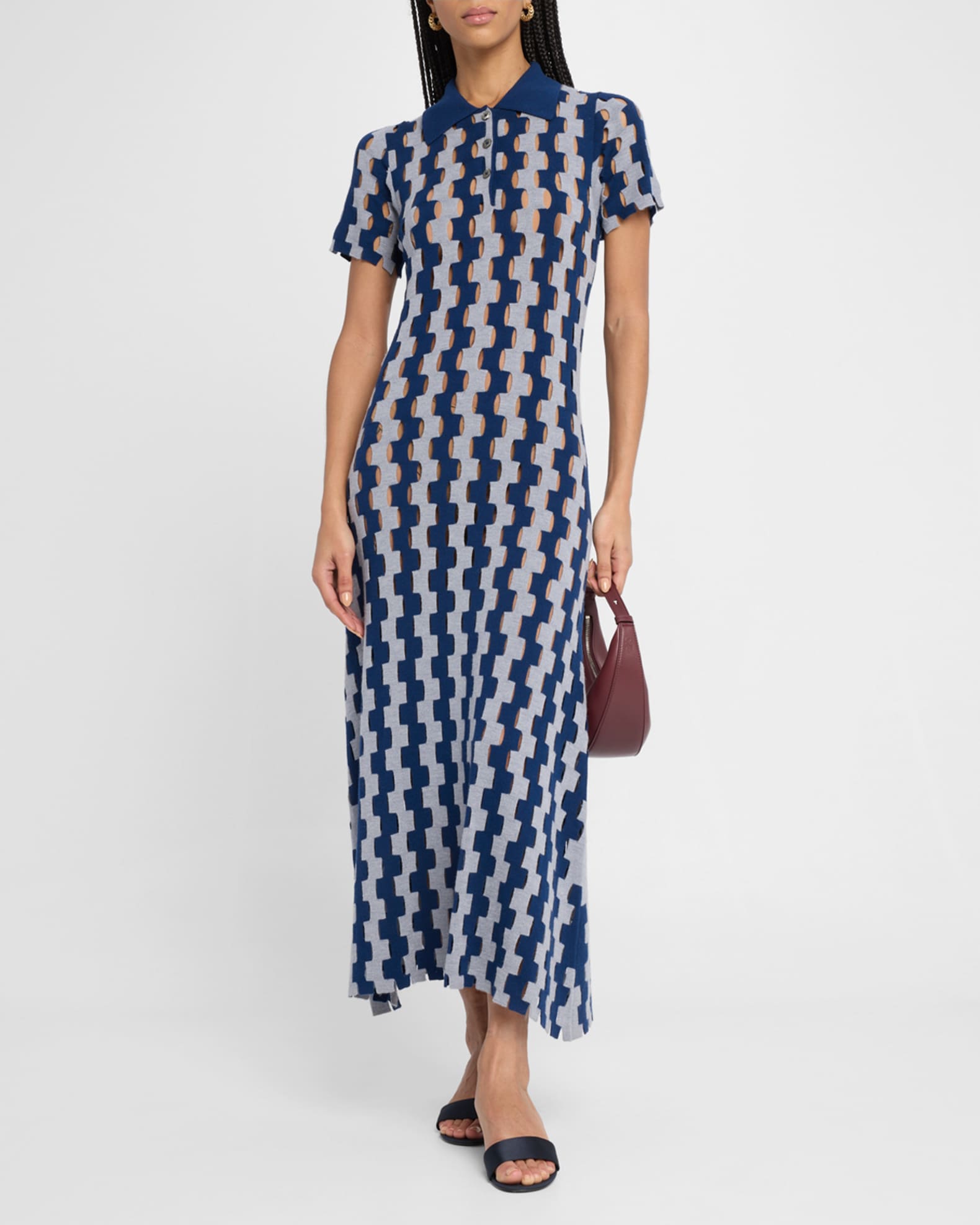 Margerite Abstract Cutout Merino Wool Midi Dress 1