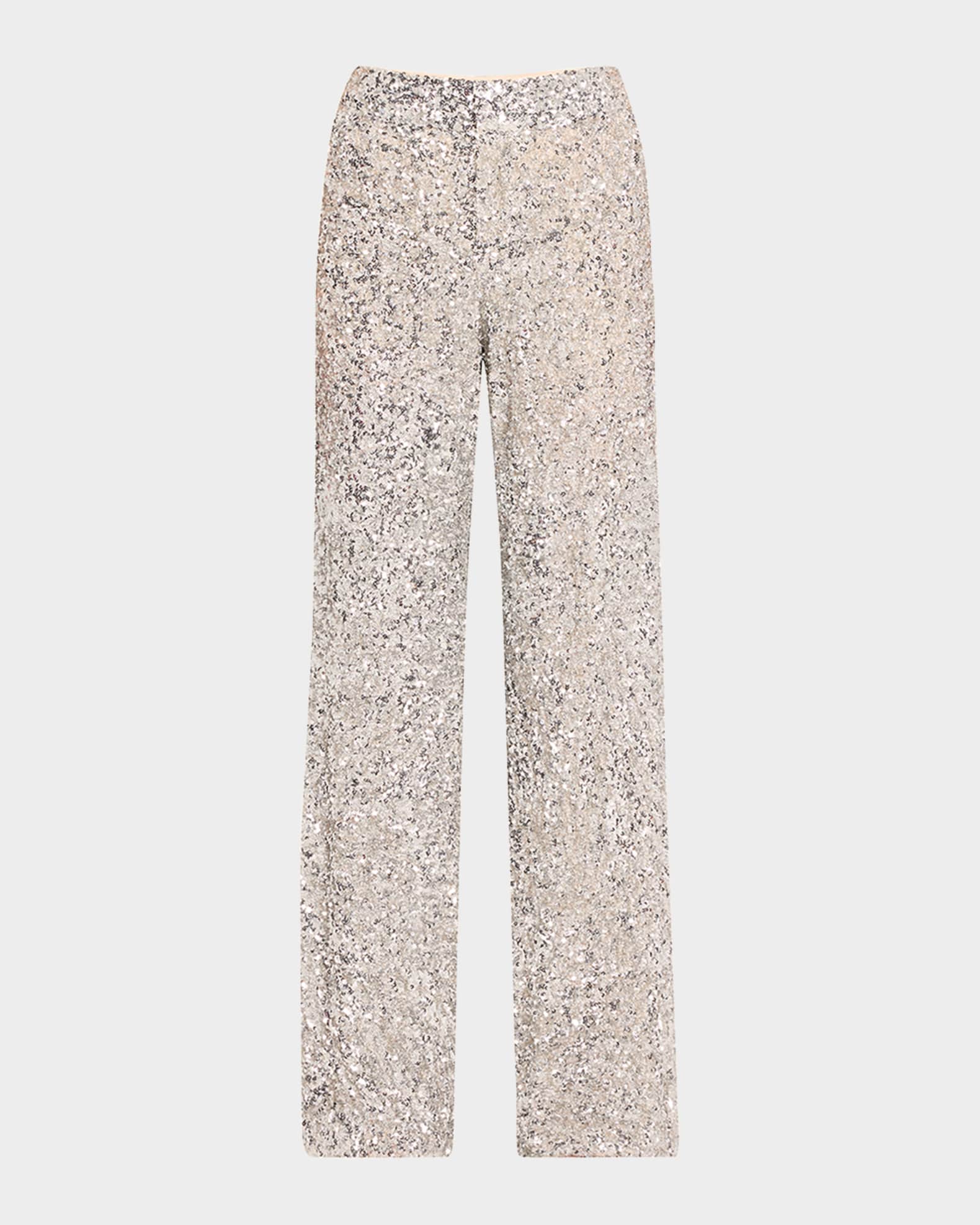 Mame Sequined Wide-Leg Pants 0