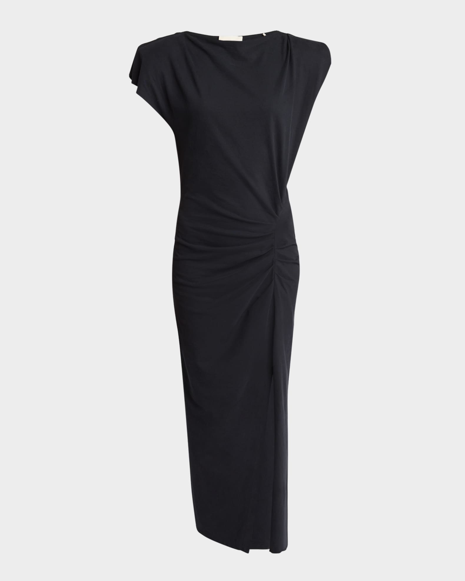 Nadela Ruched Slit Cotton Maxi Dress 0