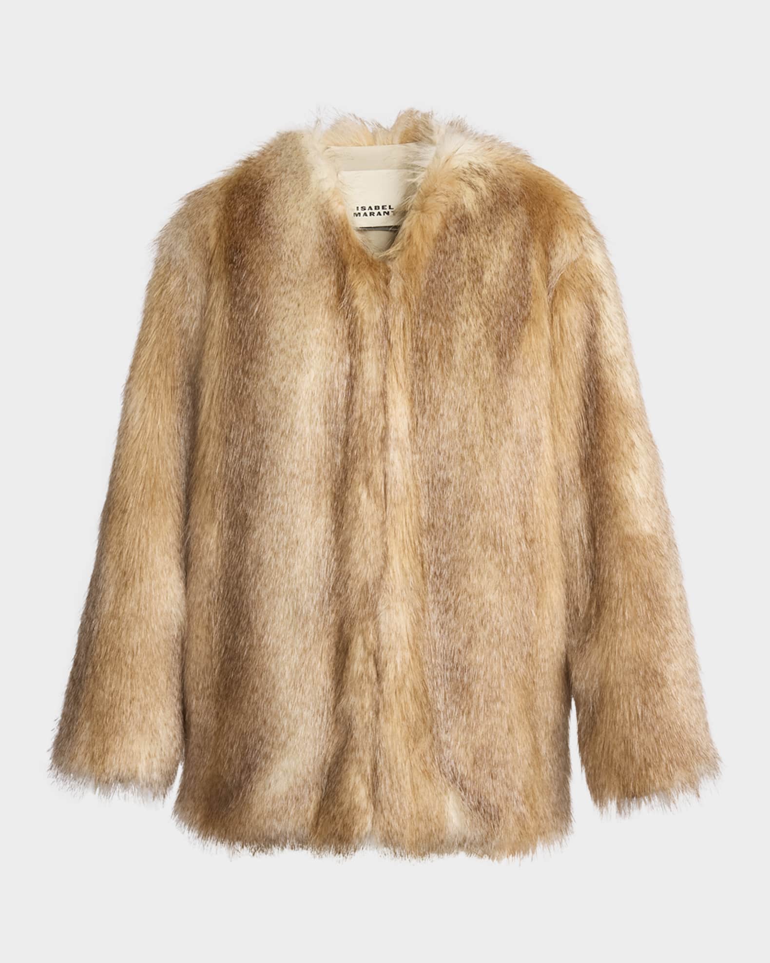 Aglae Faux Fur Collarless Coat 0