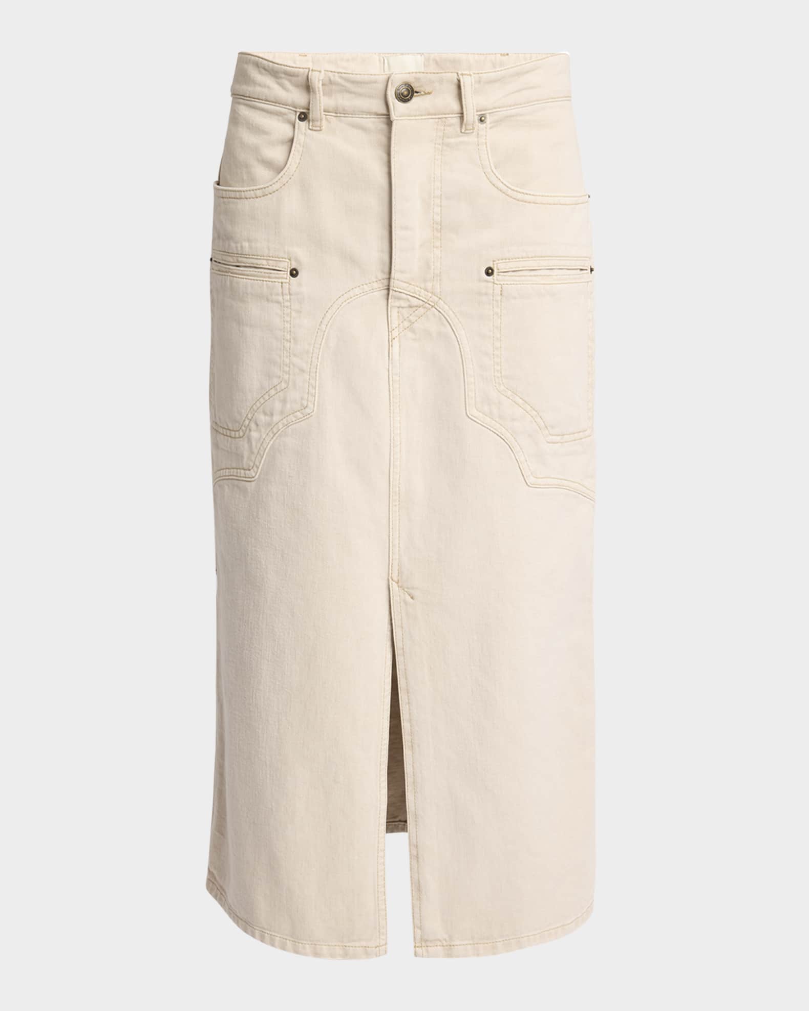 Britt Western Denim Slit Midi Skirt 0