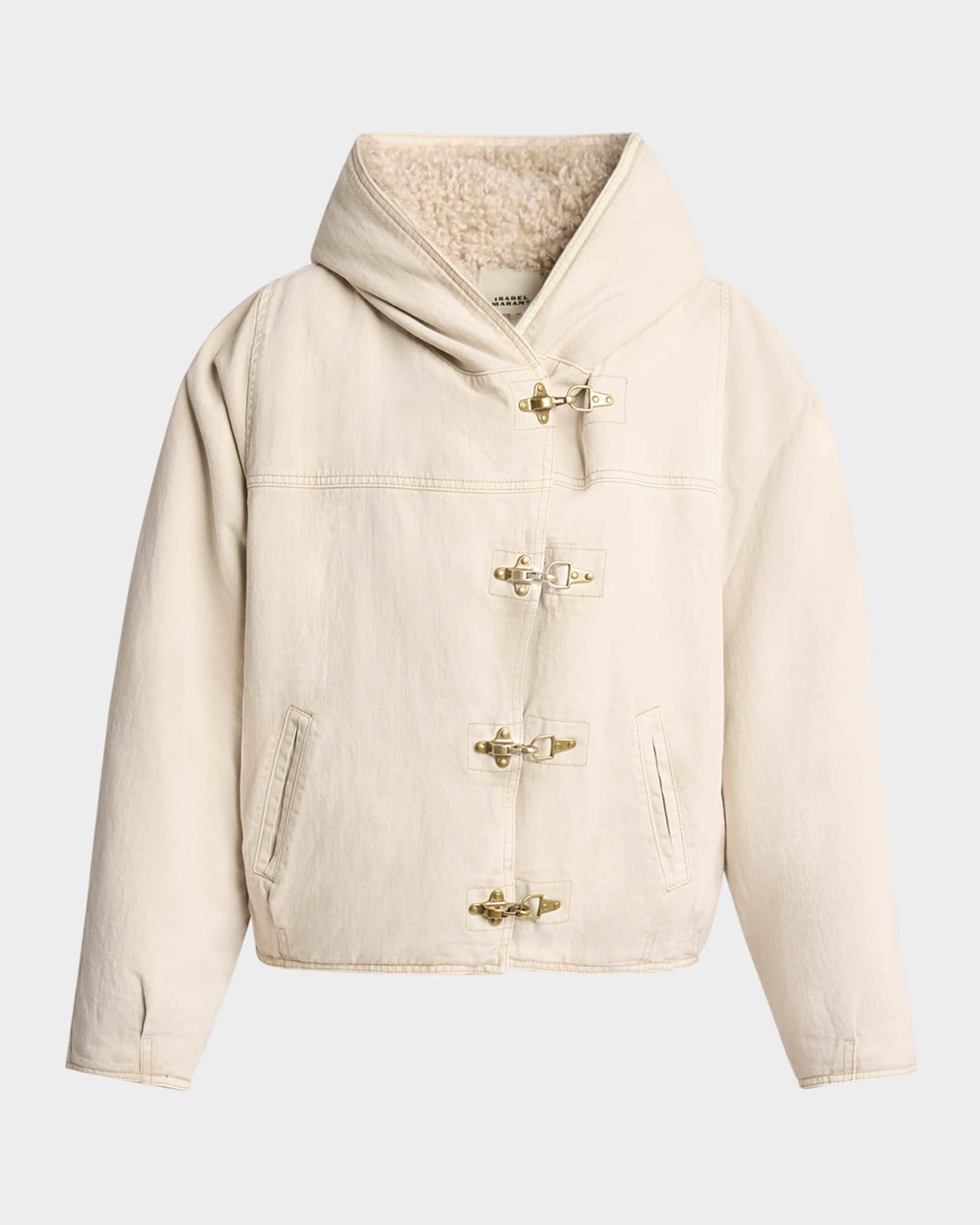 Biane Teddy-Lined Hooded Denim Jacket 0