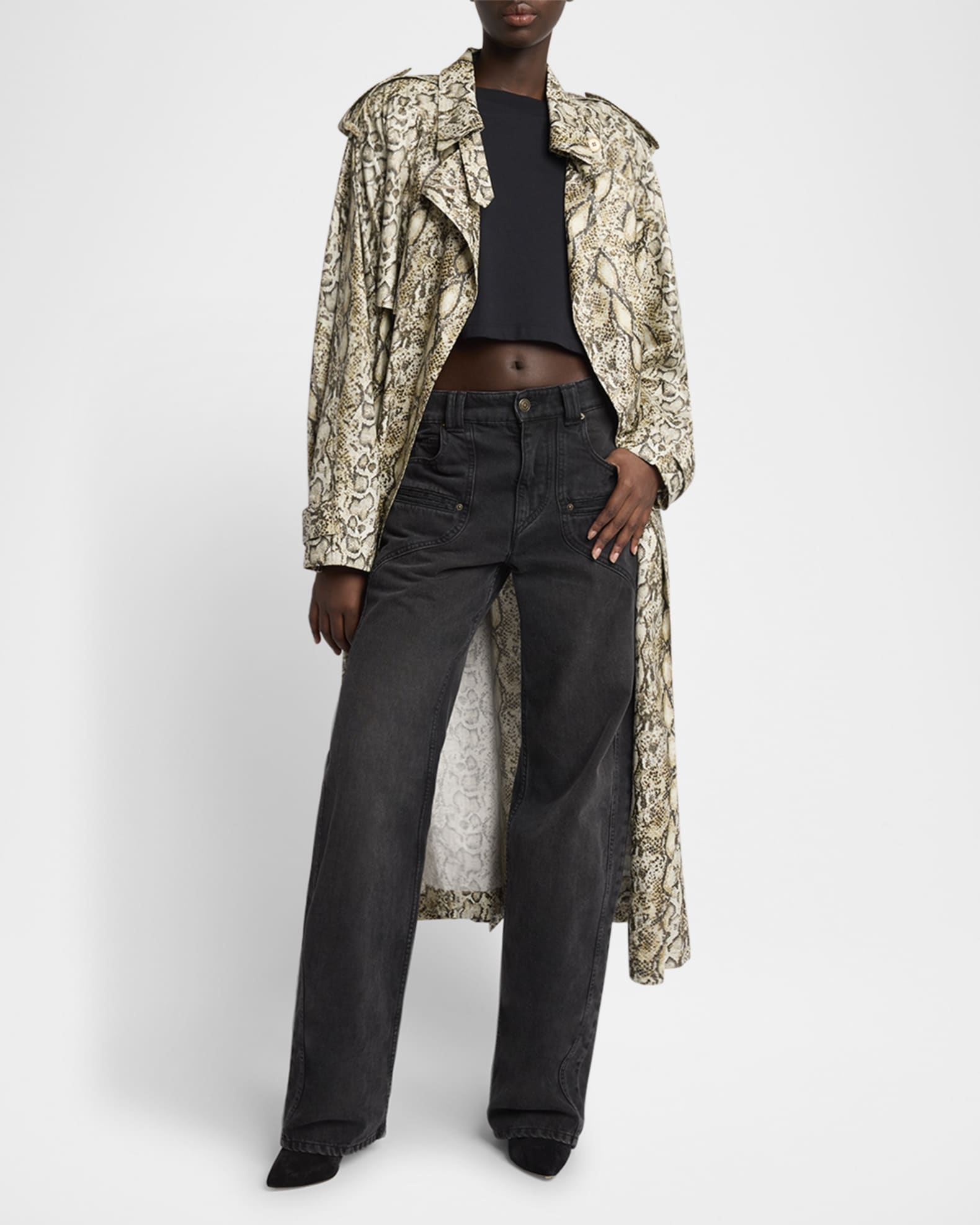【関税&送料込】Isabel Marant Trench Coat Belted double-breasted cotton-gabardine trench ISABEL MARANT