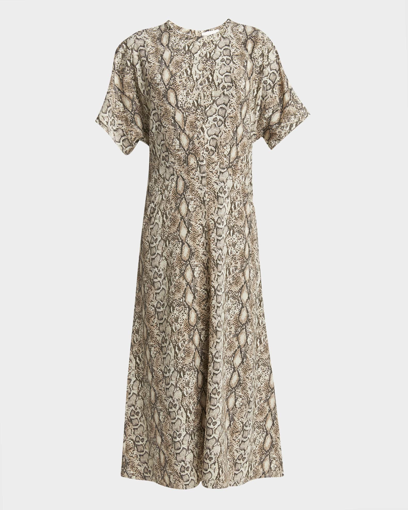 Keany Snake Print Midi Dress 0
