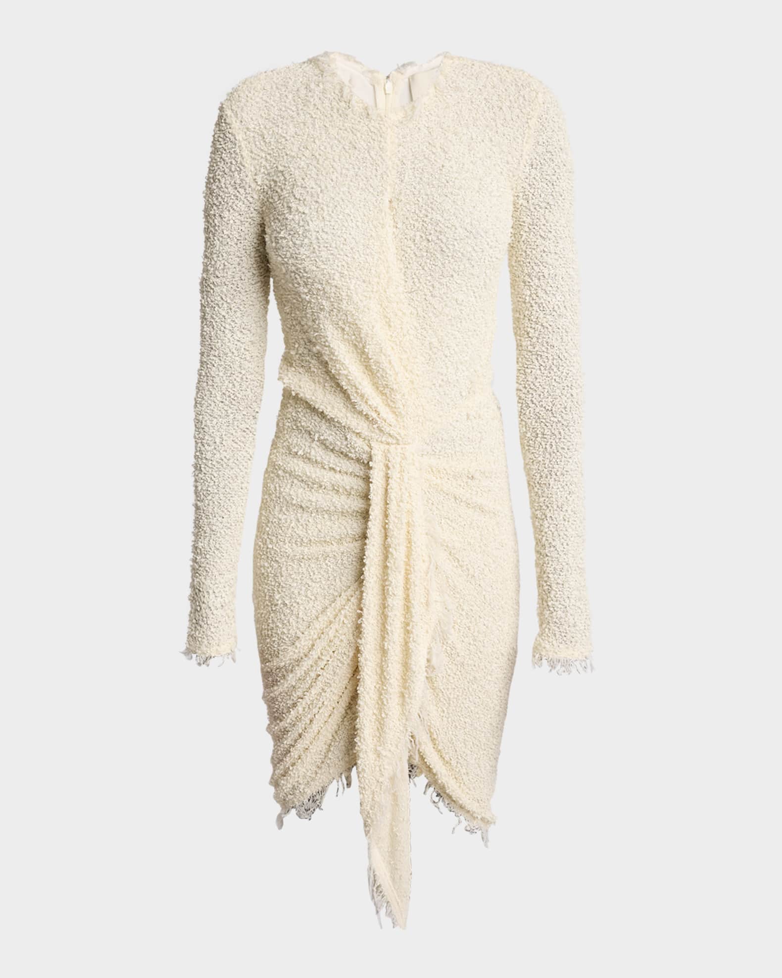 Ophelie Long-Sleeve Draped Boucle Dress 0