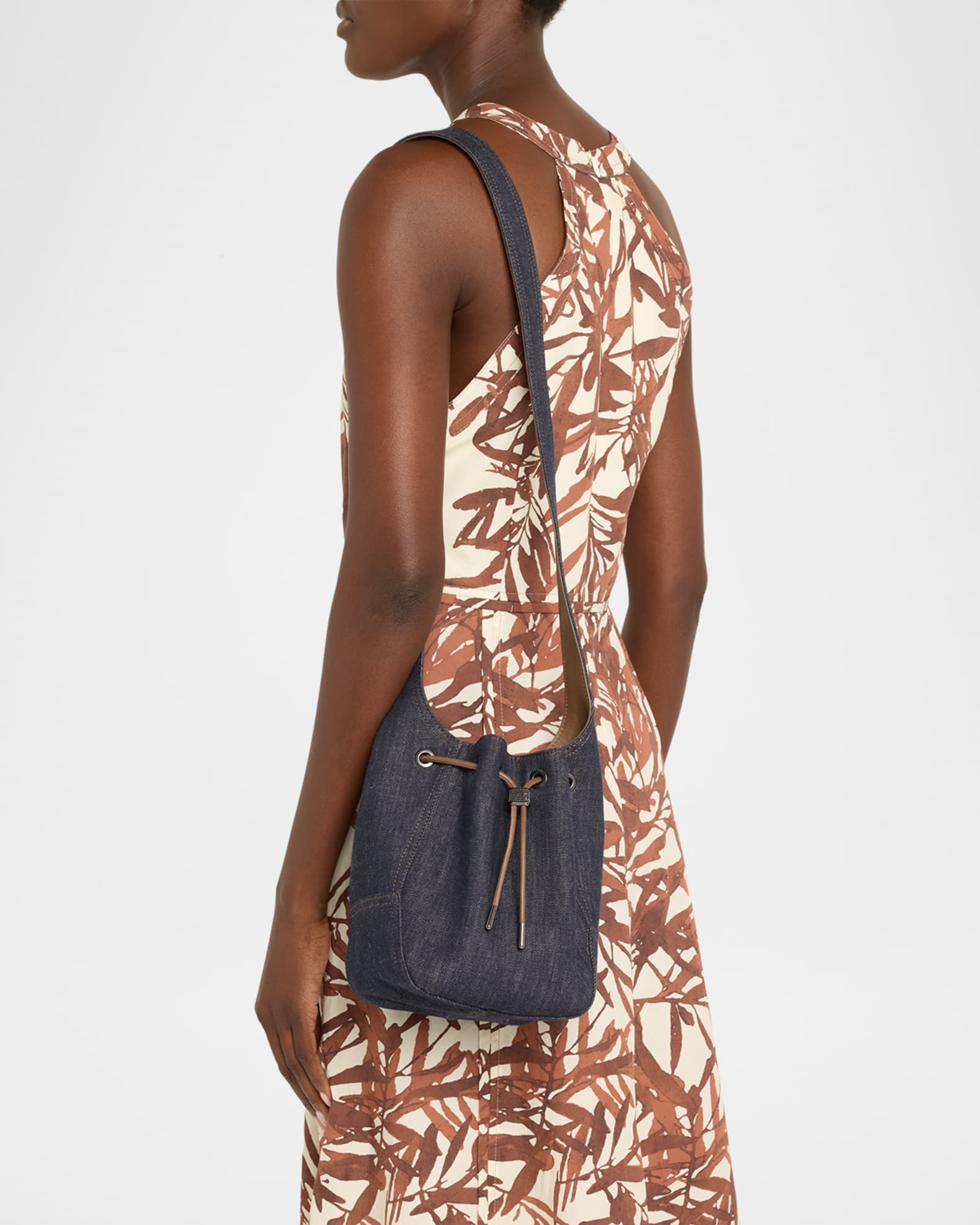 Duo Mini Denim Drawstring Bucket Bag 1