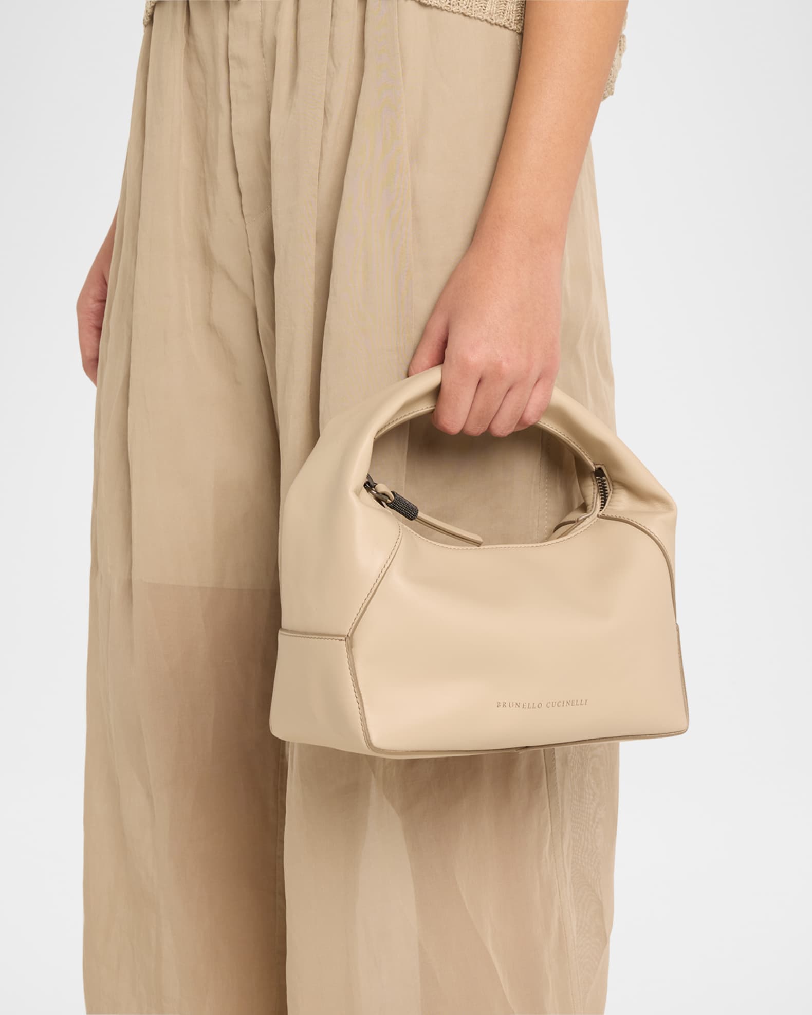 Zip Leather Top-Handle Bag 1