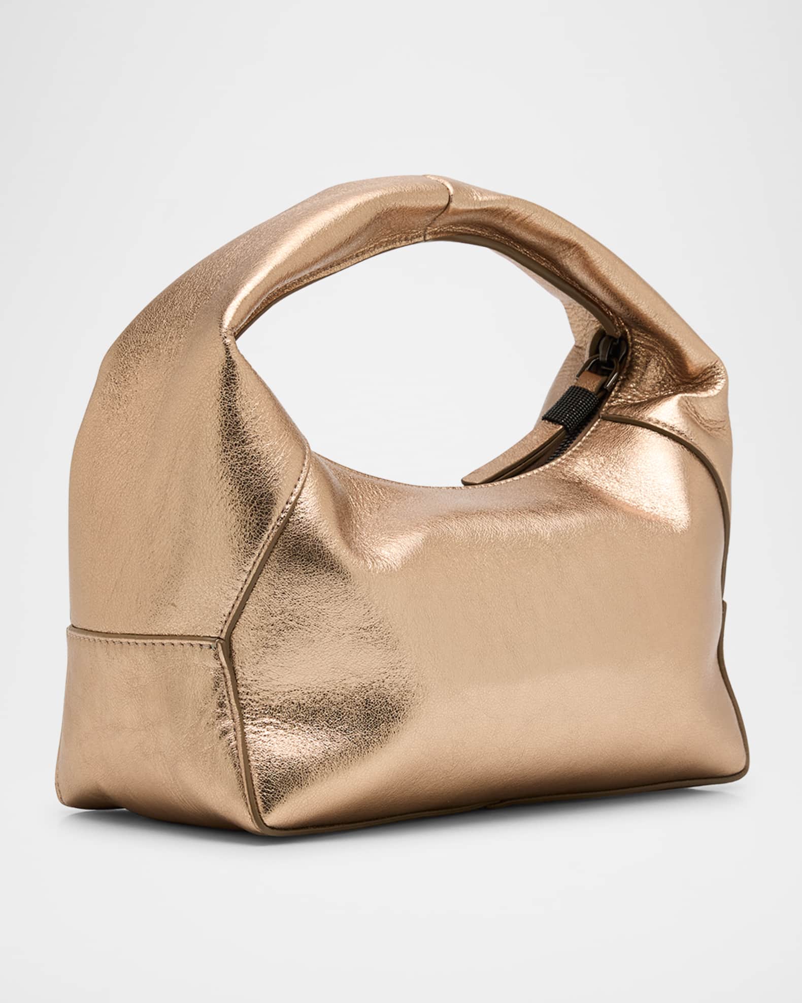 Metallic Leather Top-Handle Bag 1