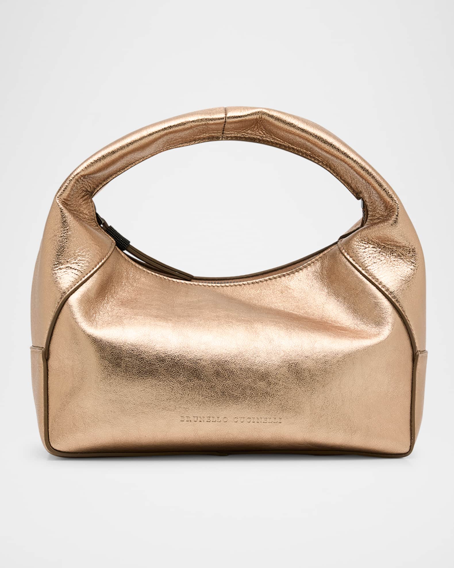 Metallic Leather Top-Handle Bag 0