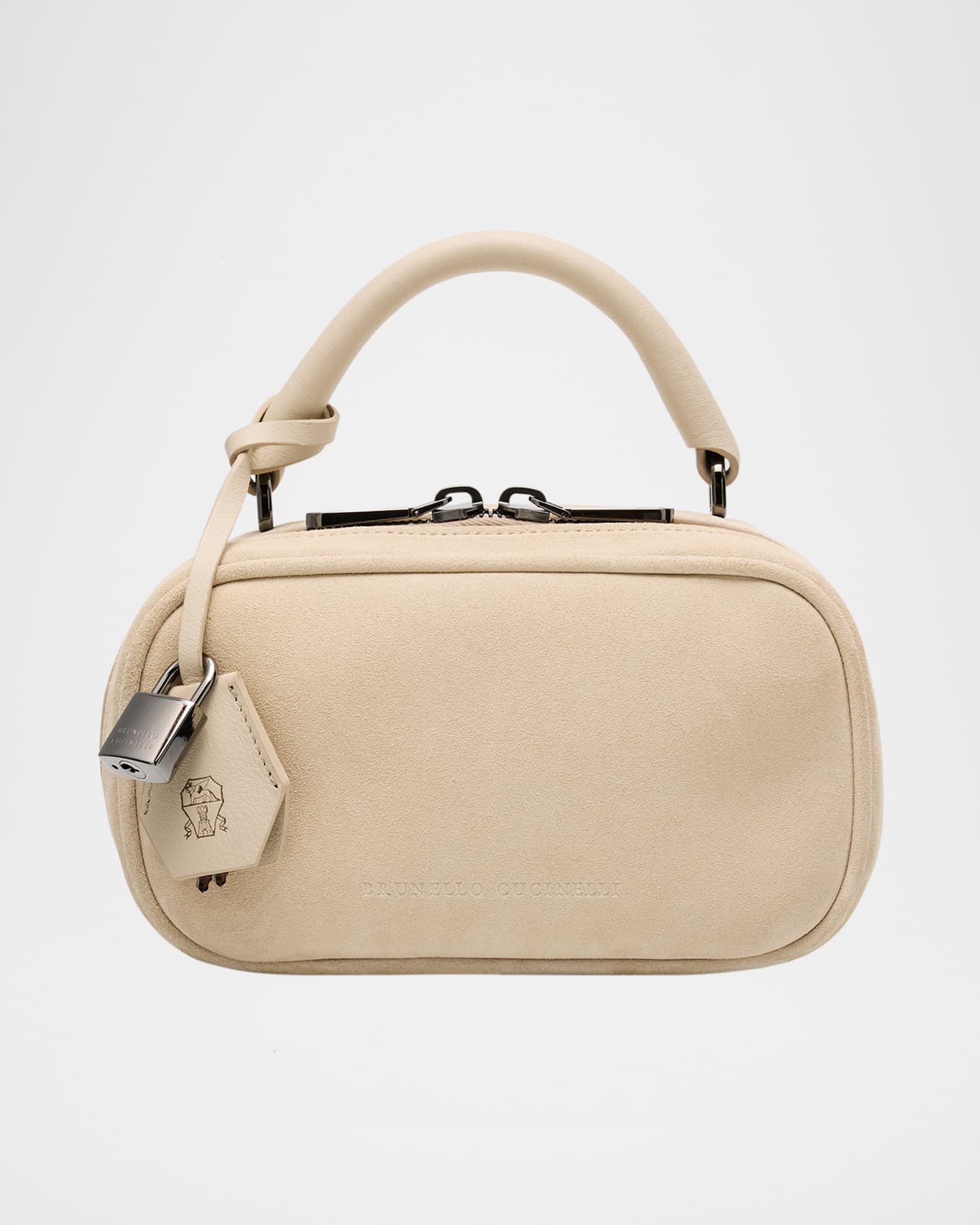 Mini Zip Suede Top-Handle Bag 0