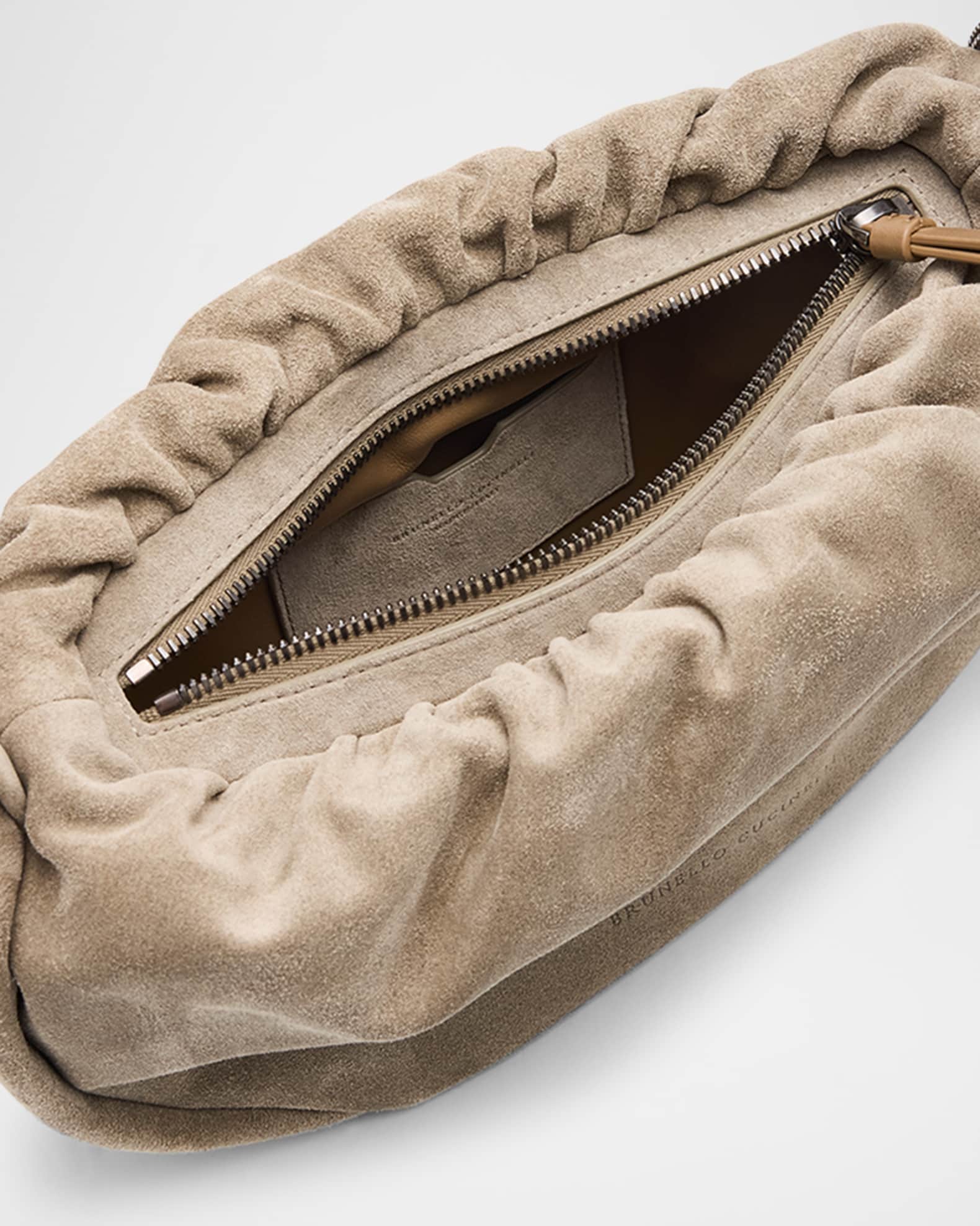 トートバッグ BRUNELLO CUCINELLI Suede pochette with Monili detail BC Duo pochette with monili for Woman in Night | Brunello