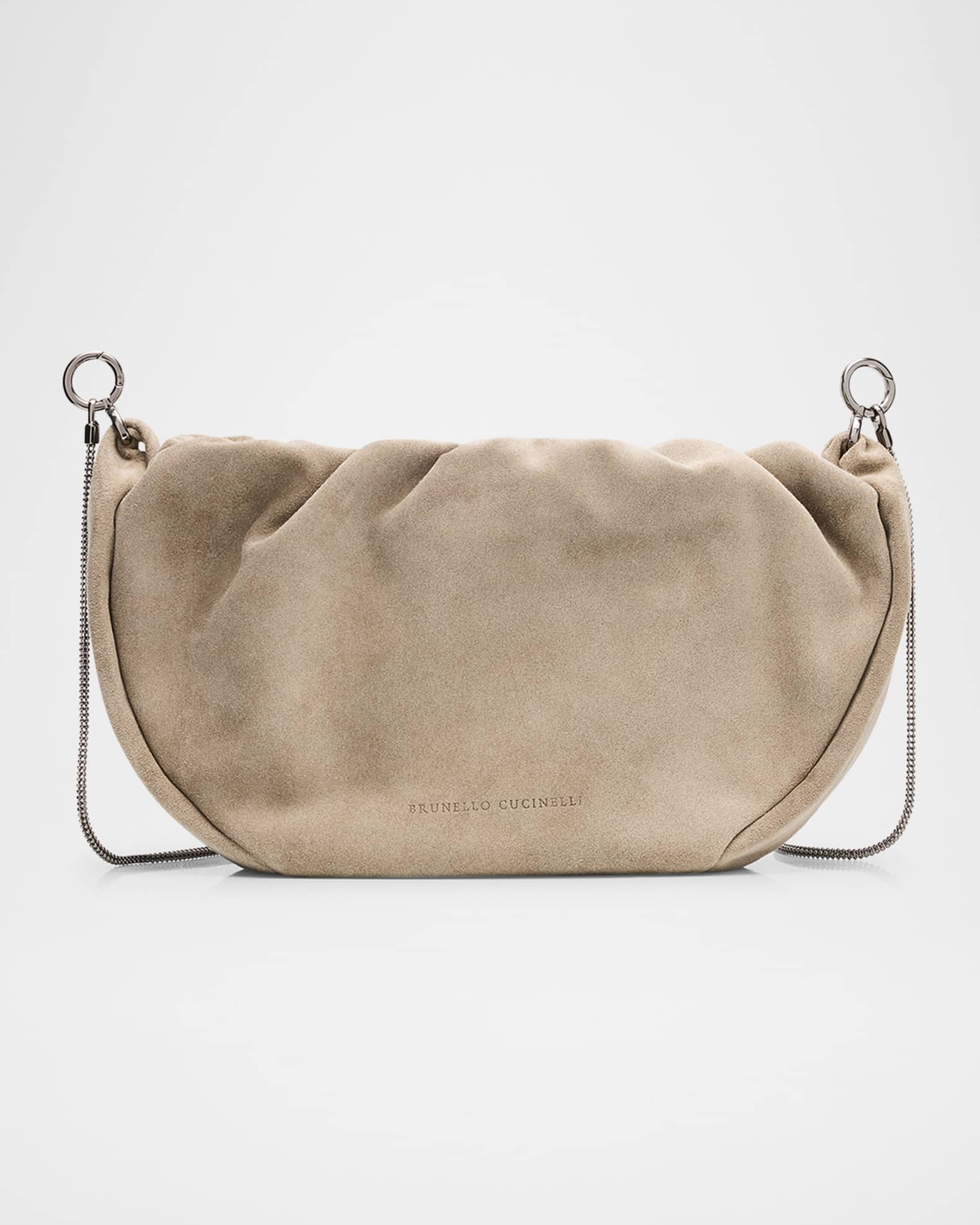 Monili Ruched Suede Shoulder Bag 0