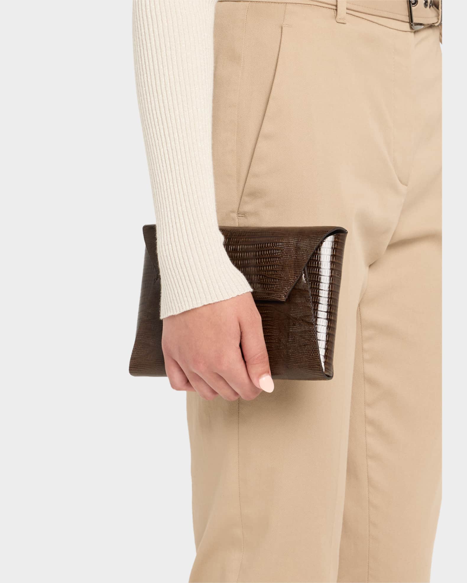 Envelope Flap Lizard Clutch Bag 1