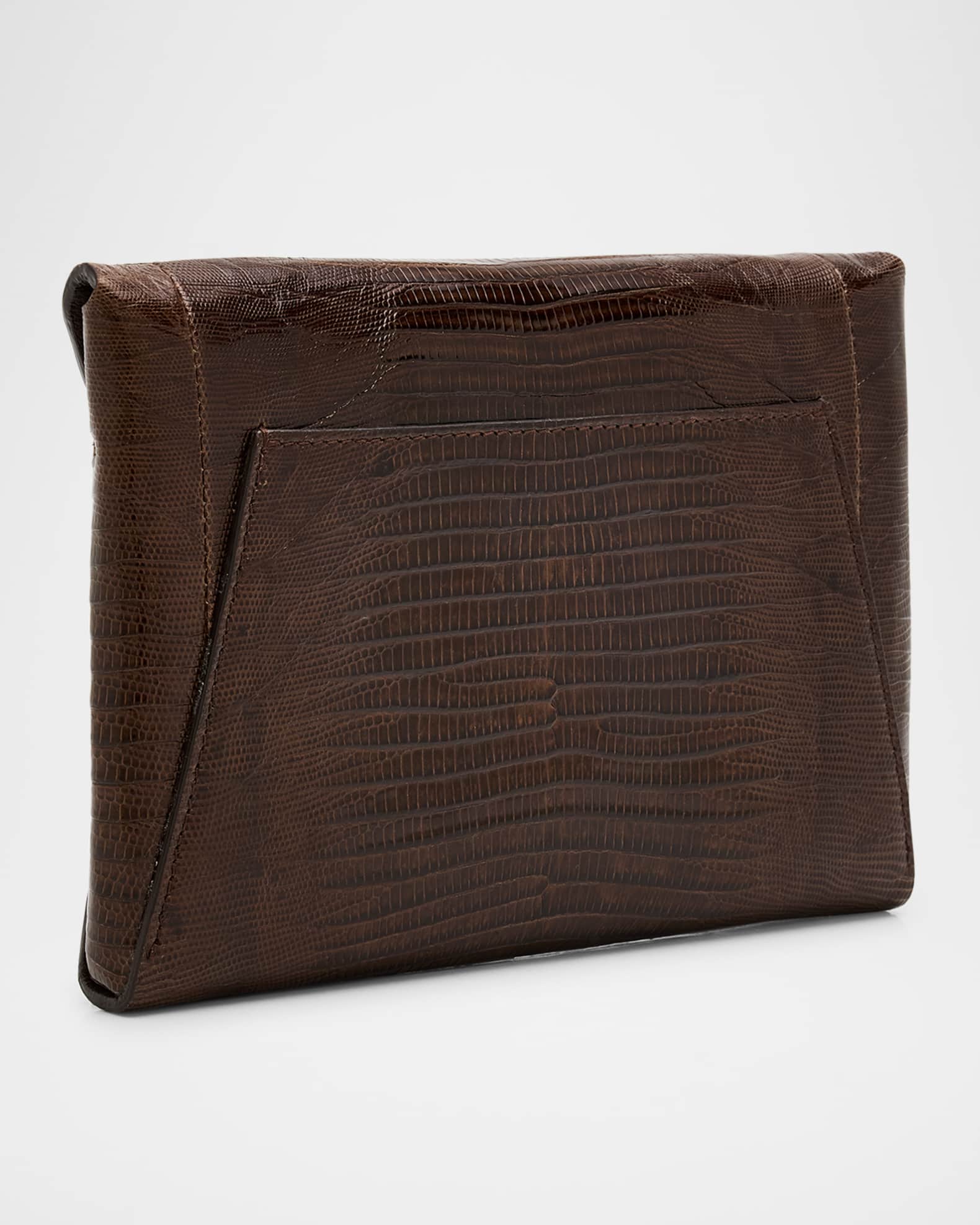 Brunello Cucinelli Envelope Flap Lizard Clutch Bag | Neiman