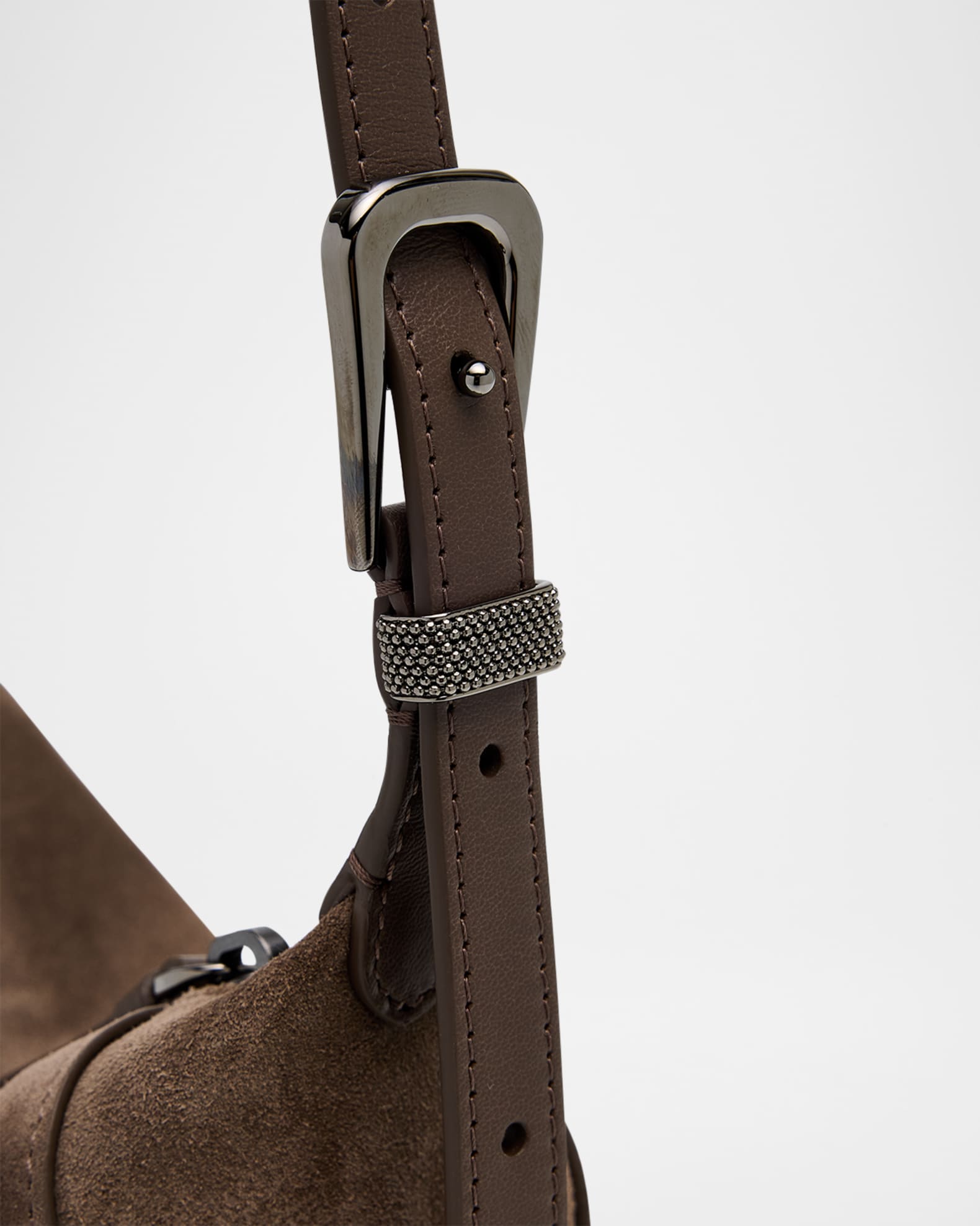 ショルダーバッグ・ポシェット BRUNELLO CUCINELLI BROWN LEATHER SHOULDER BAG Brown Bead-embellished leather shoulder bag | BRUNELLO