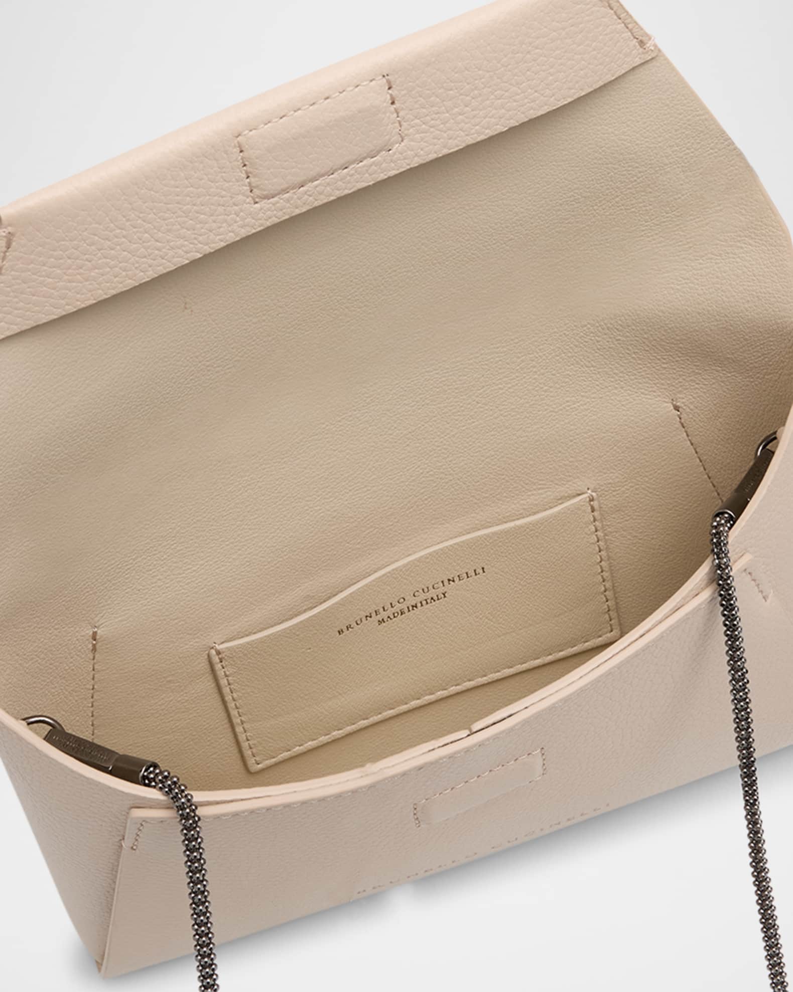 Brunello Cucinelli Envelope Flap Leather Clutch Bag | Neiman