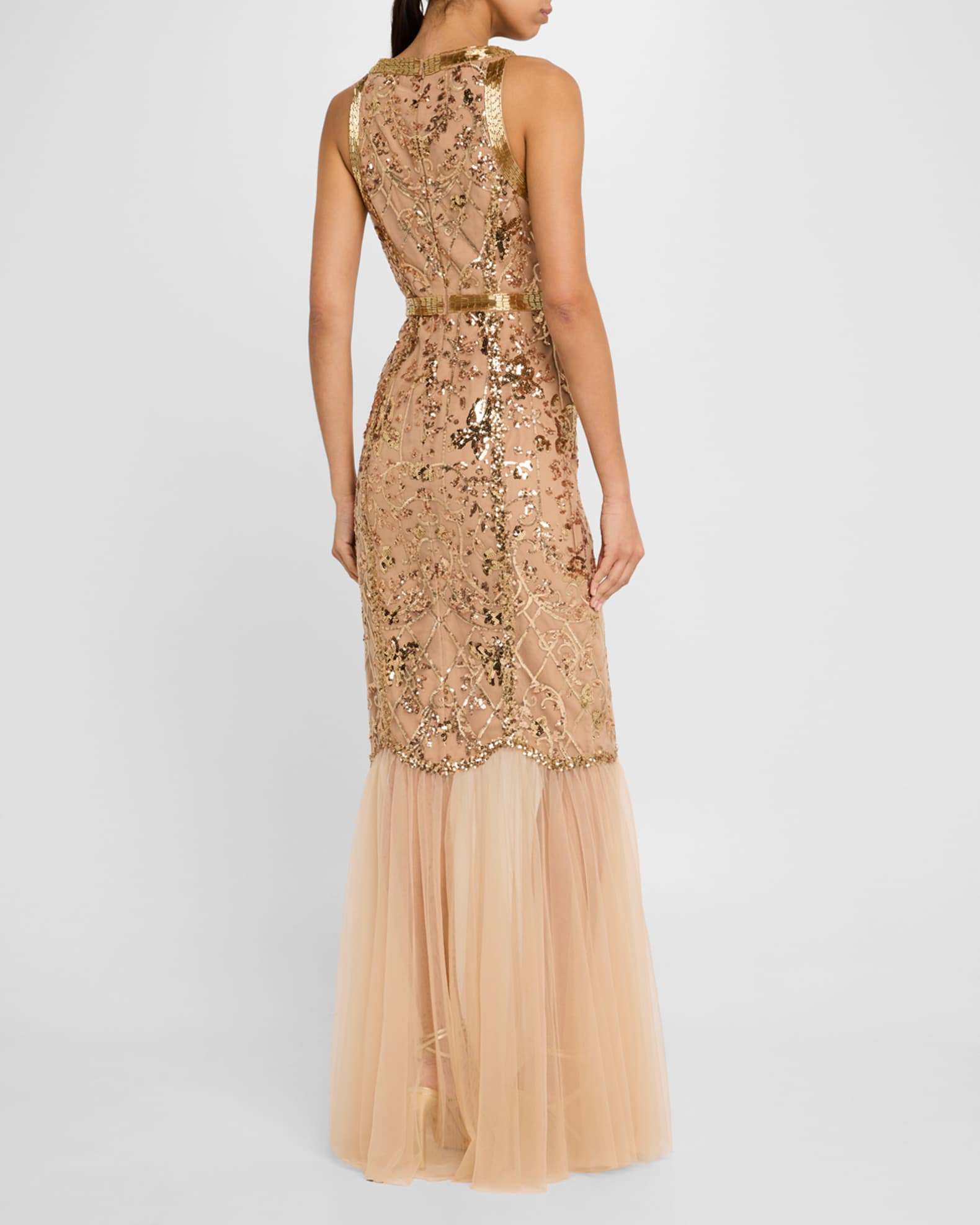 Marchesa Notte Sleeveless Bead Sequin Column Gown Neiman Marcus
