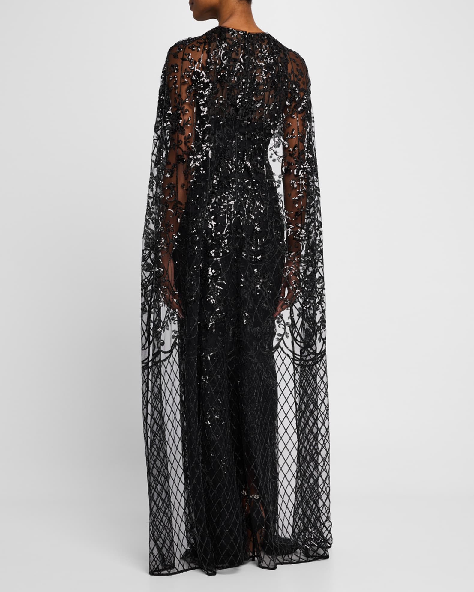 Marchesa Notte Sequin Cape Column Gown | Neiman Marcus