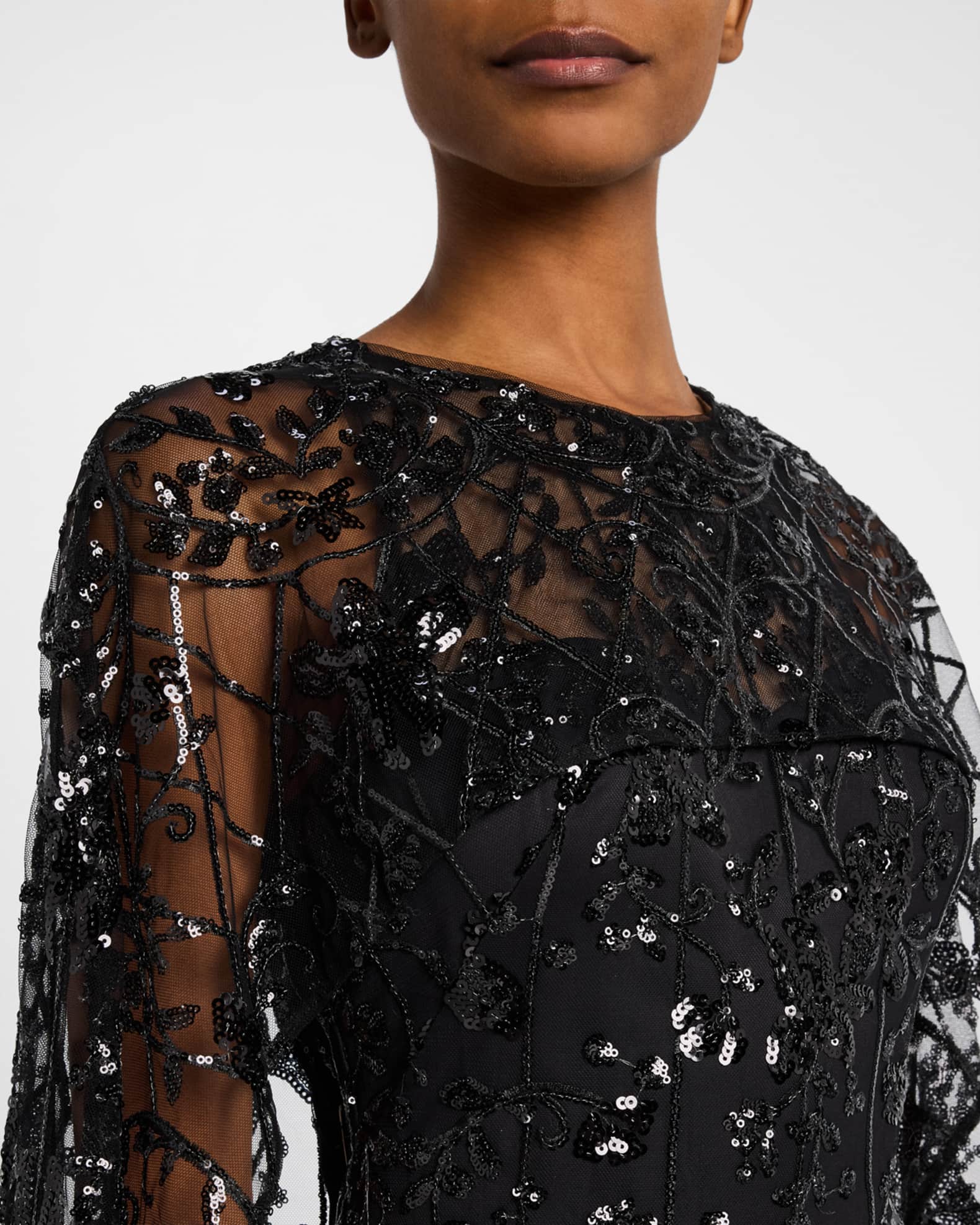 Marchesa Notte Sequin Cape Column Gown | Neiman Marcus