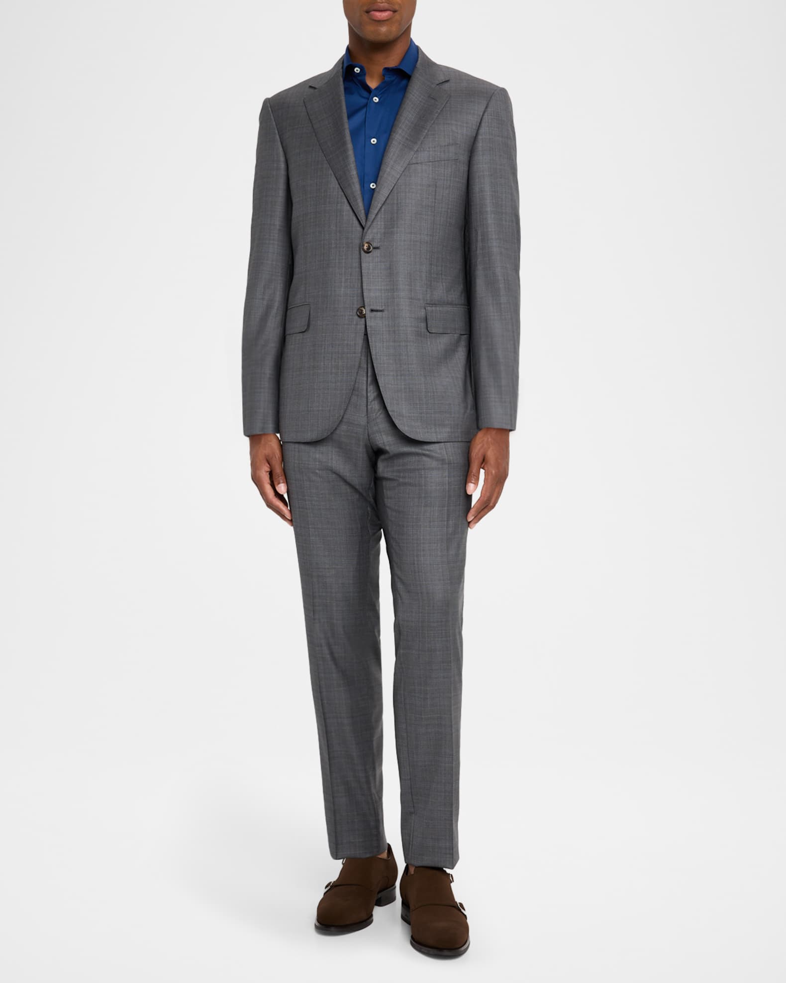 Canali Men's Wool and Silk Tonal Plaid Two-Piece Suit Neiman Marcus