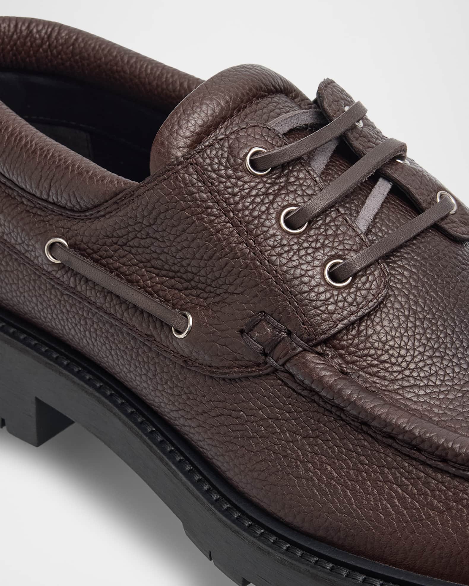 【関税&送料込】Burberry Brown Leather Raft Loafers Burgundy Leather Raft Loafers by Burberry on Sale